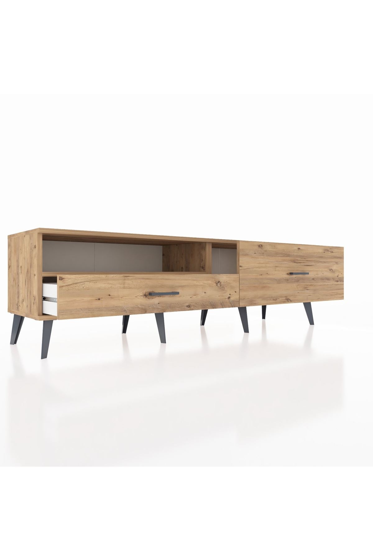 Hyperion TV Ünitesi Tek Raflı 2 Çekmeceli  176x44x51 Çam-Çam/Çam