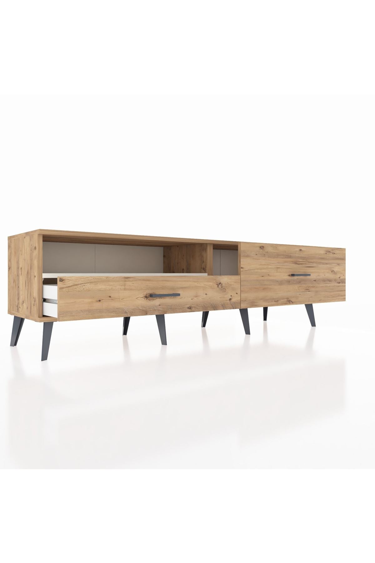 Hyperion TV Ünitesi Tek Raflı 2 Çekmeceli  176x44x51 Çam-Aytaşı/Çam