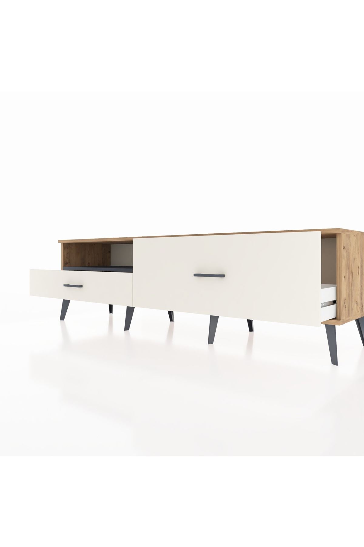 Hyperion TV Ünitesi Tek Raflı 2 Çekmeceli  176x44x51 Çam-Antrasit/Aytaşı