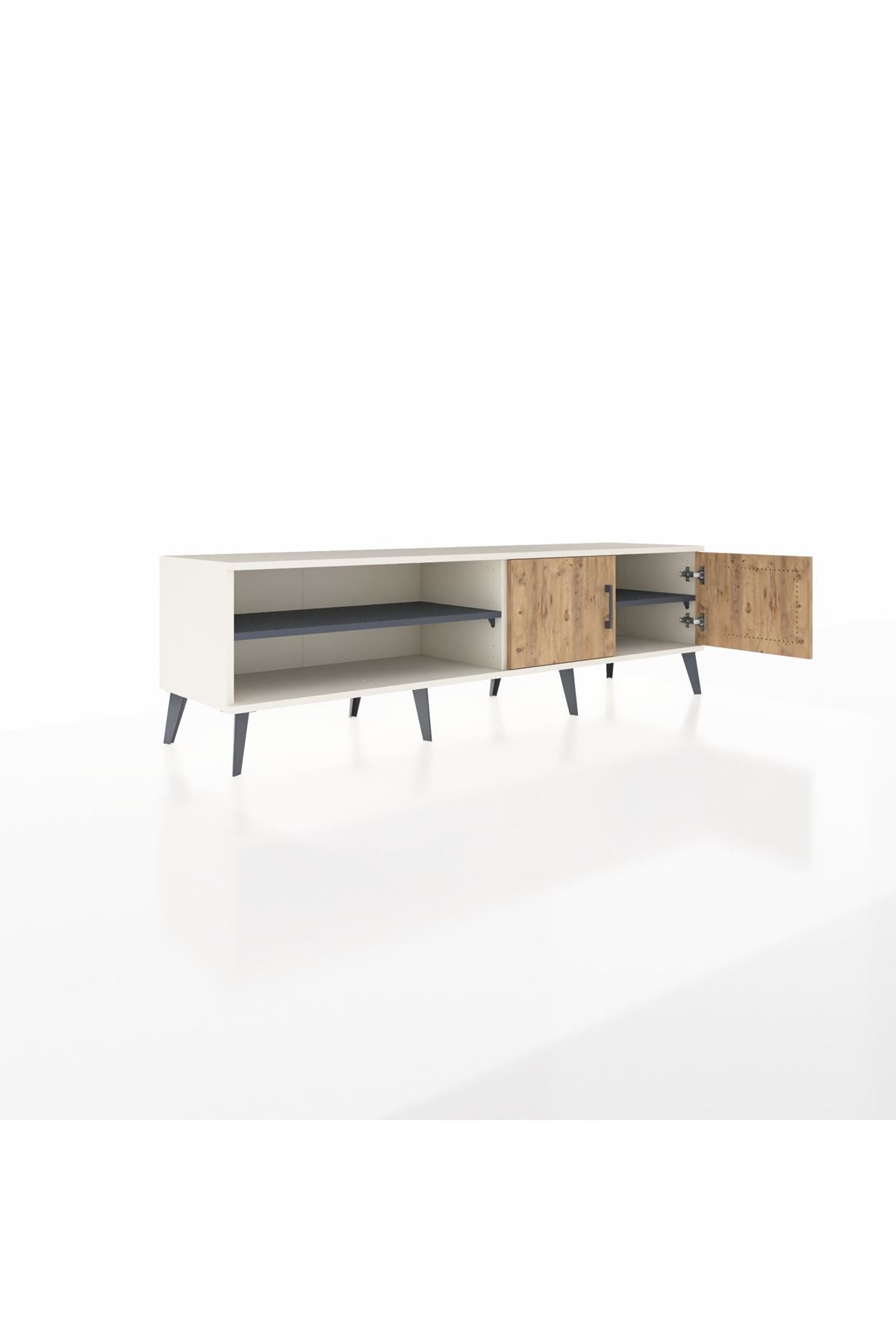 Hyperion TV Ünitesi 2 Raflı 2 Kapaklı 176x44x51 Aytaşı-Çam/Antrasit