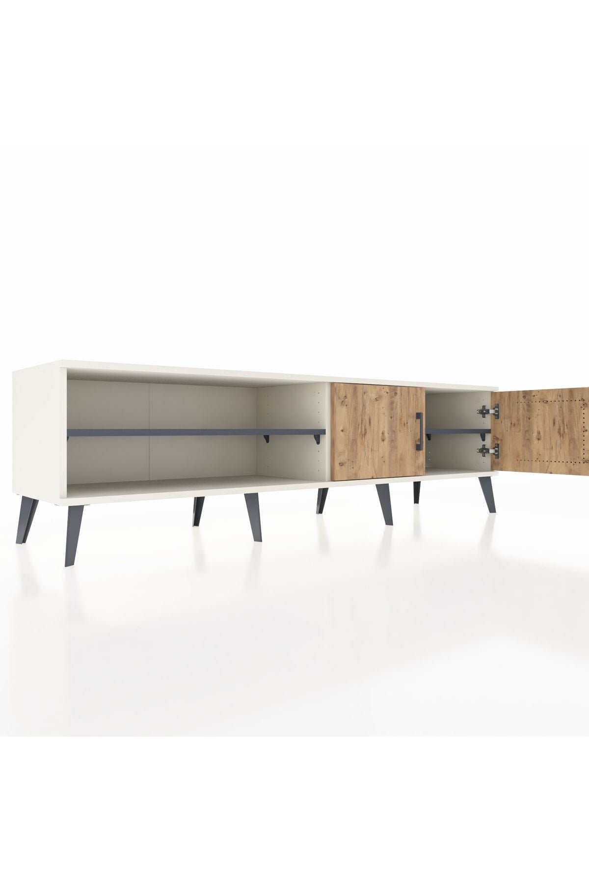 Hyperion TV Ünitesi 2 Raflı 2 Kapaklı 176x44x51 Aytaşı-Çam/Antrasit