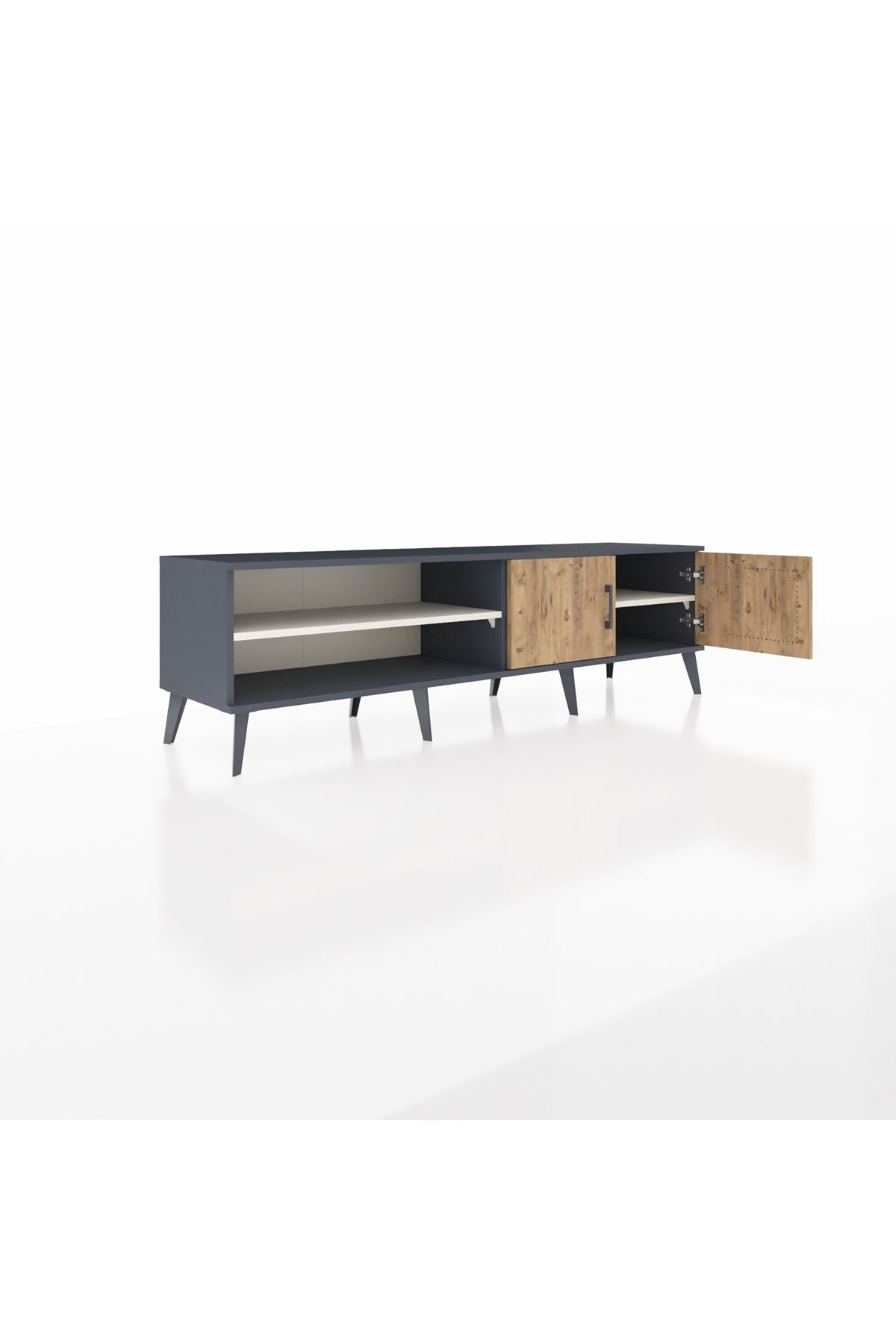 Hyperion TV Ünitesi 2 Raflı 2 Kapaklı 176x44x51 Antrasit-Çam/Aytaşı