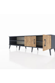 Hyperion TV Ünitesi 2 Raflı 2 Kapaklı 176x44x51 Antrasit-Çam/Antrasit