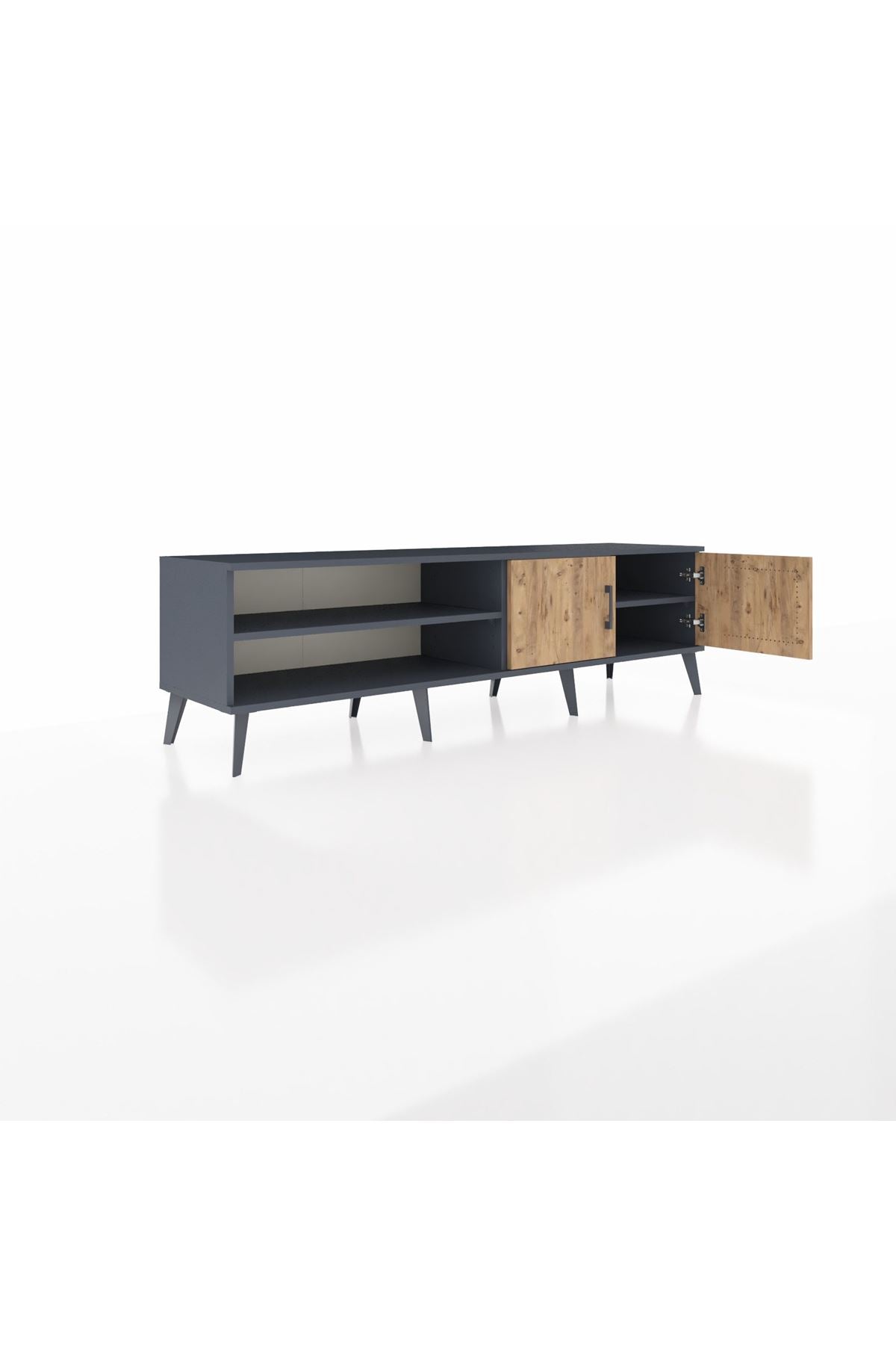 Hyperion TV Ünitesi 2 Raflı 2 Kapaklı 176x44x51 Antrasit-Çam/Antrasit