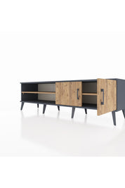 Hyperion TV Ünitesi 2 Raflı 2 Kapaklı 176x44x51 Antrasit-Çam/Çam