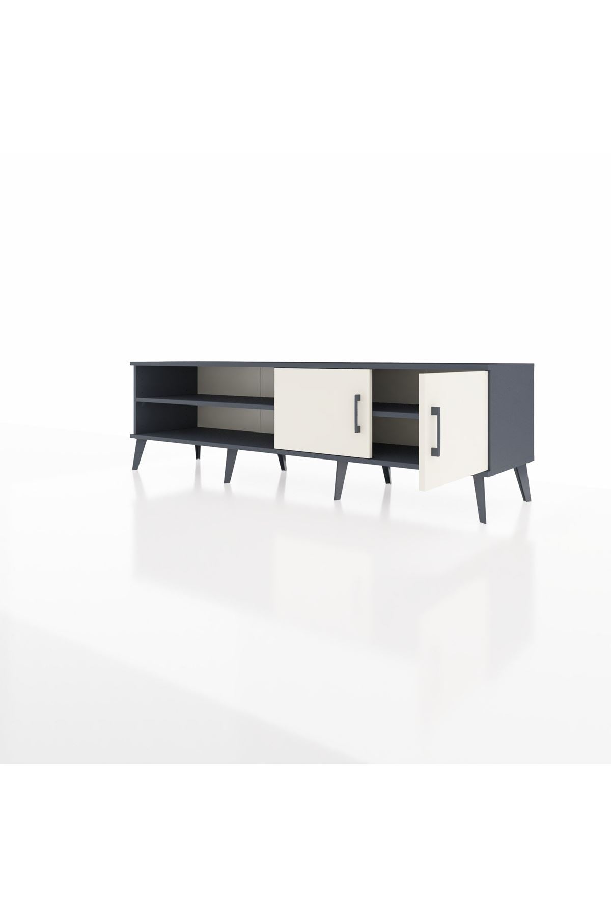 Hyperion TV Ünitesi 2 Raflı 2 Kapaklı 176x44x51 Antrasit-Aytaşı/Antrasit