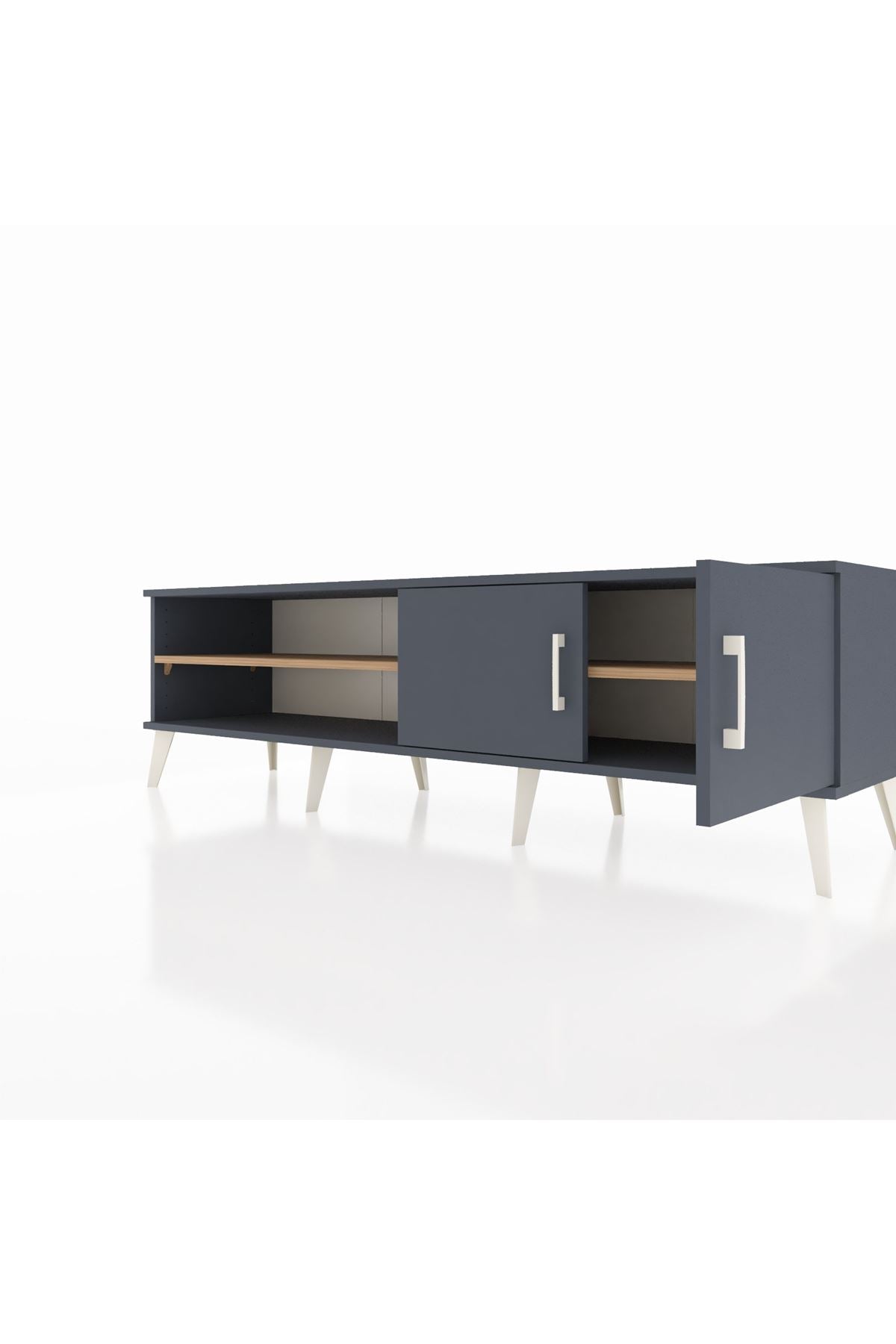 Hyperion TV Ünitesi 2 Raflı 2 Kapaklı 176x44x51 Antrasit-Antrasit/Çam