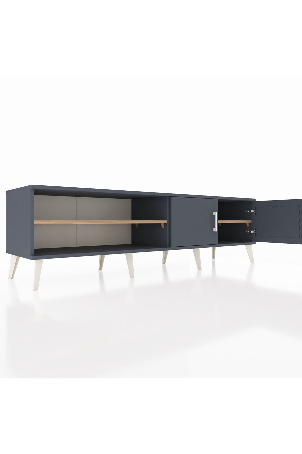 Hyperion TV Ünitesi 2 Raflı 2 Kapaklı 176x44x51 Antrasit-Antrasit/Çam