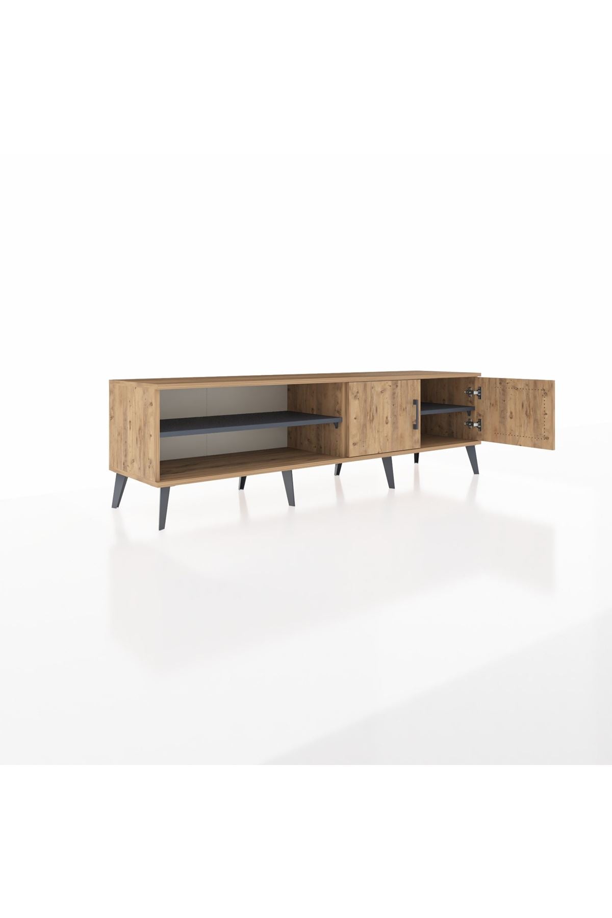 Hyperion TV Ünitesi 2 Raflı 2 Kapaklı 176x44x51 Çam-Çam/Antrasit