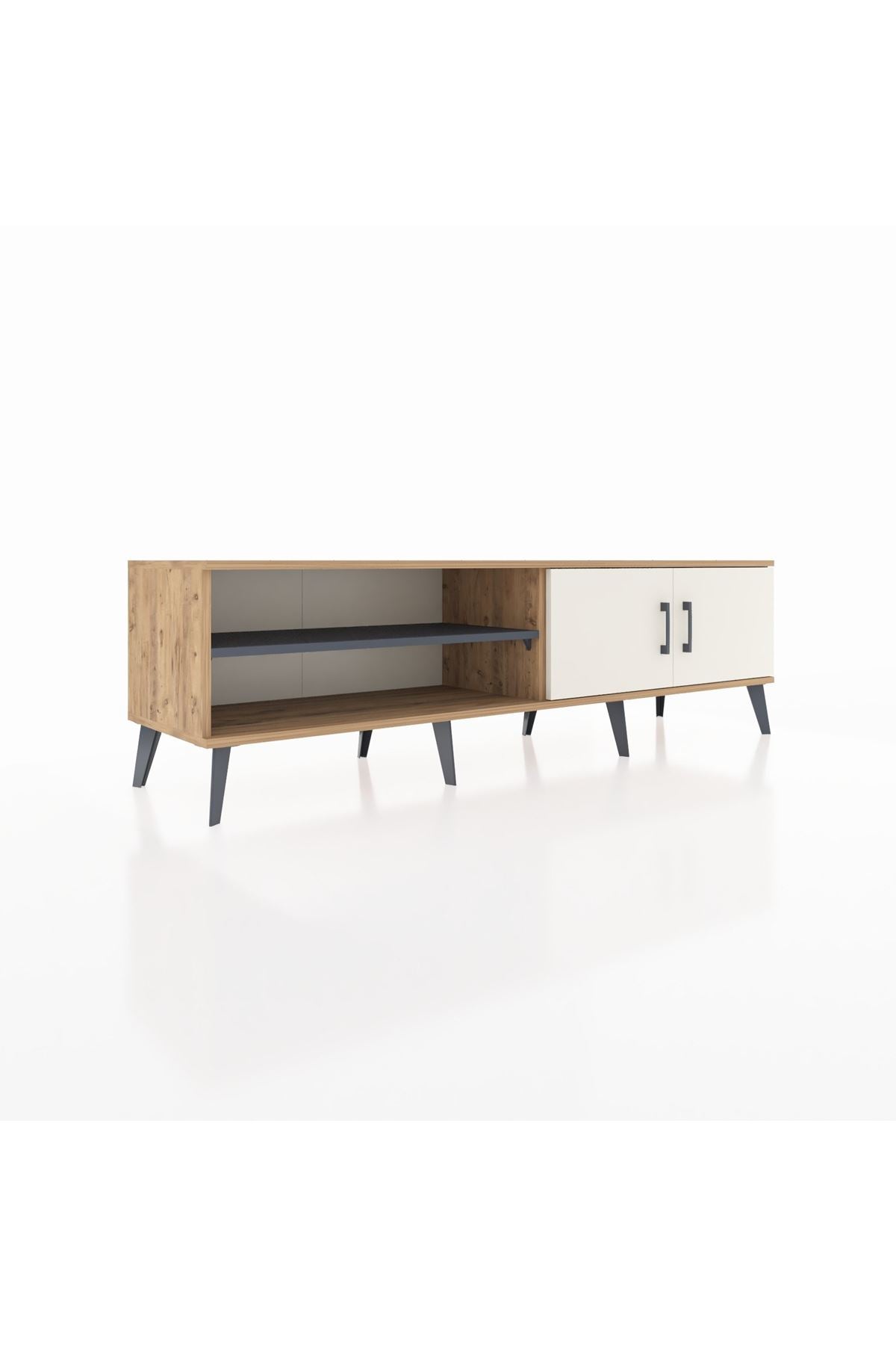 Hyperion TV Ünitesi 2 Raflı 2 Kapaklı 176x44x51 Çam-Aytaşı/Antrasit