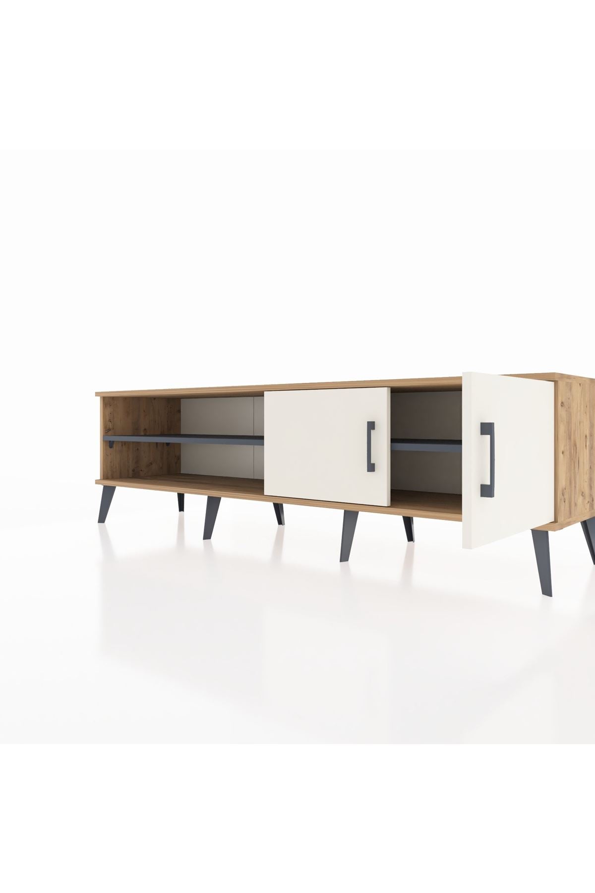 Hyperion TV Ünitesi 2 Raflı 2 Kapaklı 176x44x51 Çam-Aytaşı/Antrasit