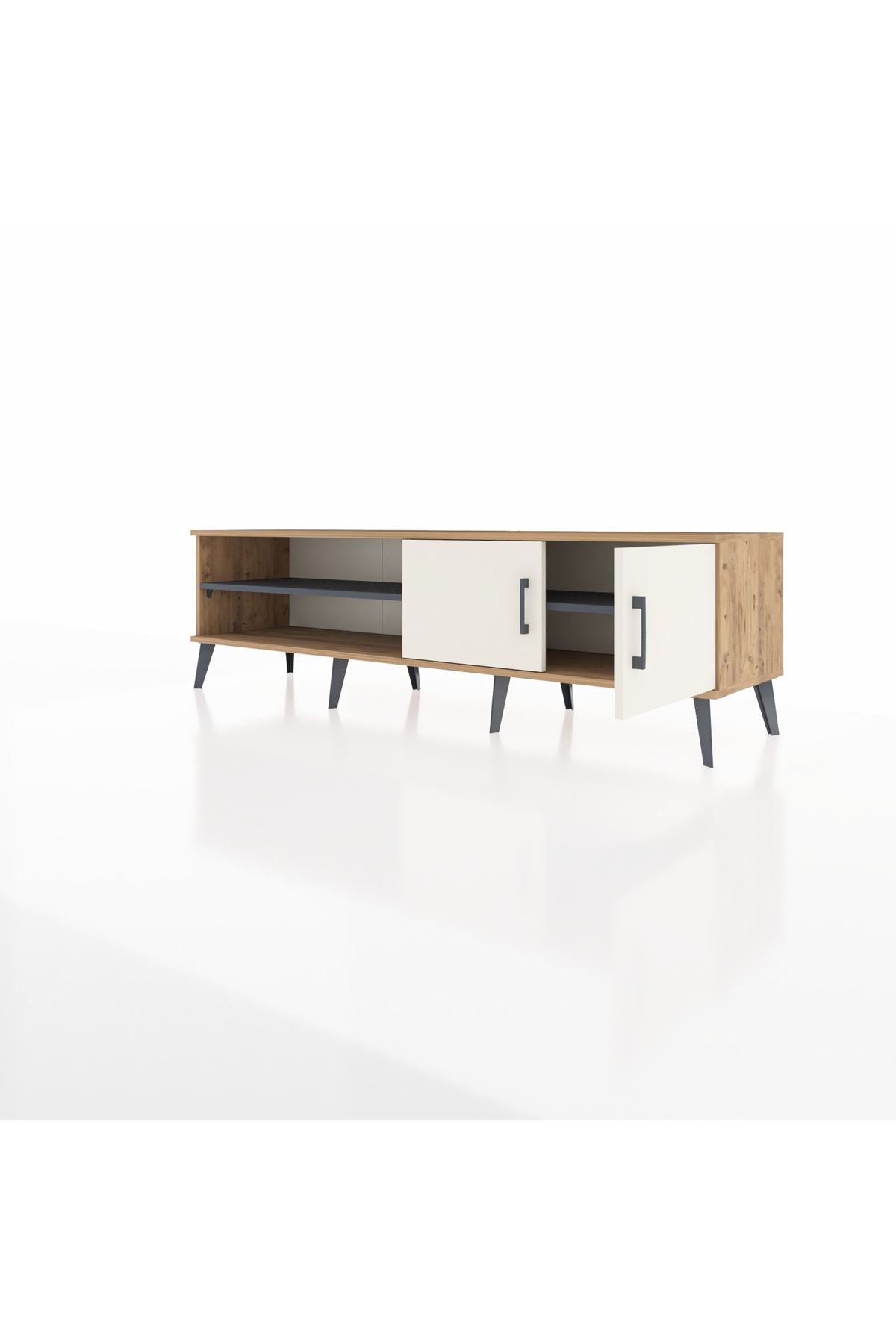 Hyperion TV Ünitesi 2 Raflı 2 Kapaklı 176x44x51 Çam-Aytaşı/Antrasit