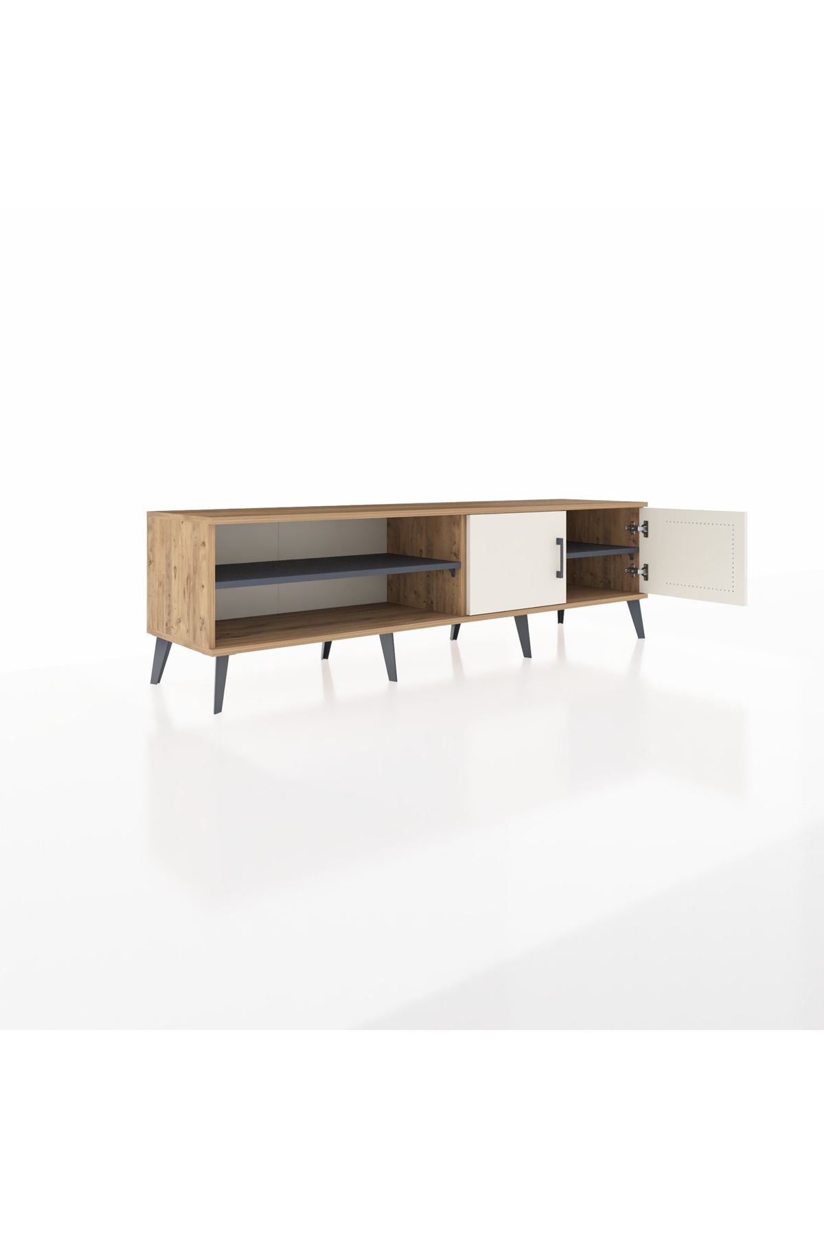 Hyperion TV Ünitesi 2 Raflı 2 Kapaklı 176x44x51 Çam-Aytaşı/Antrasit