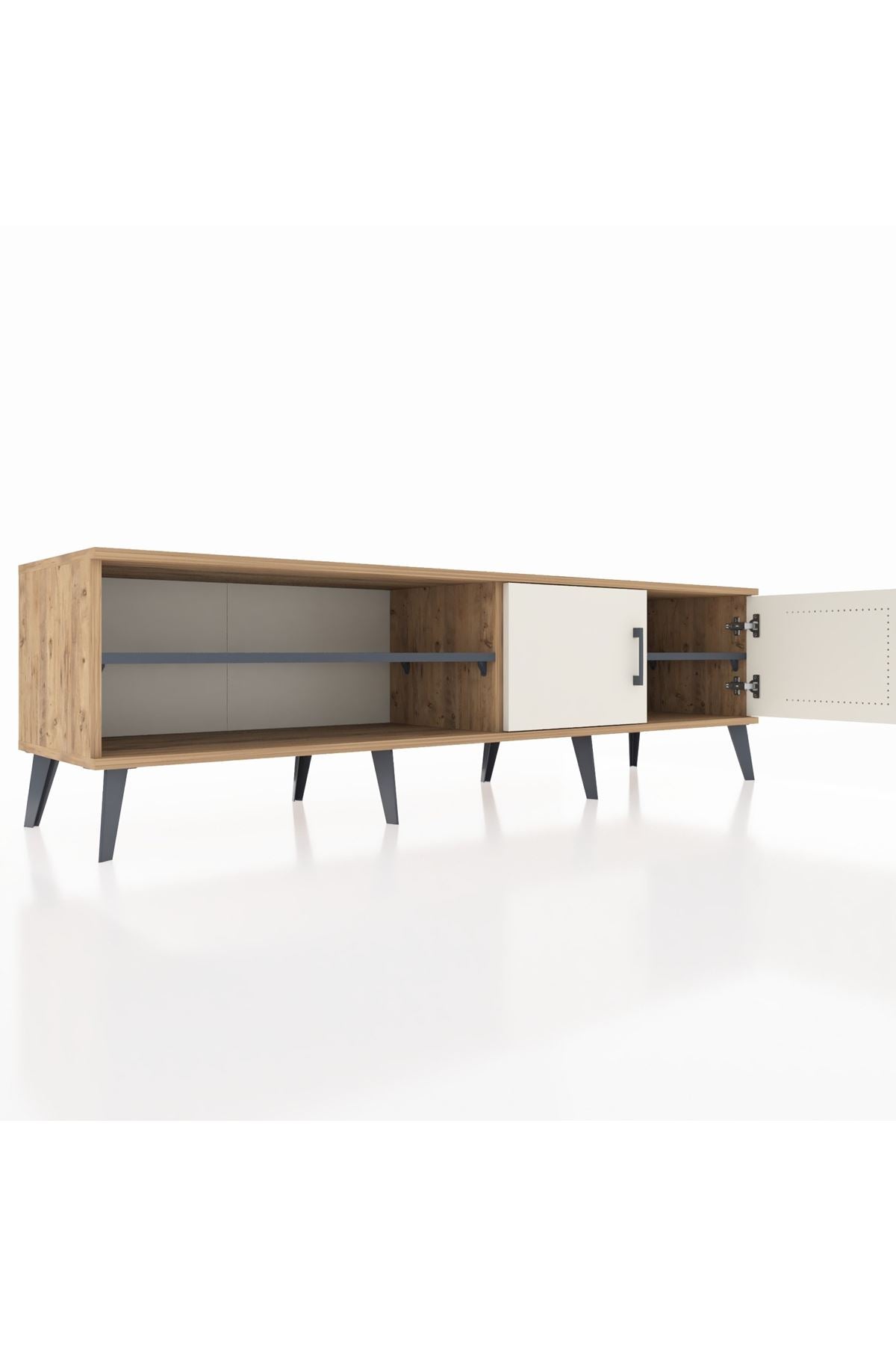 Hyperion TV Ünitesi 2 Raflı 2 Kapaklı 176x44x51 Çam-Aytaşı/Antrasit