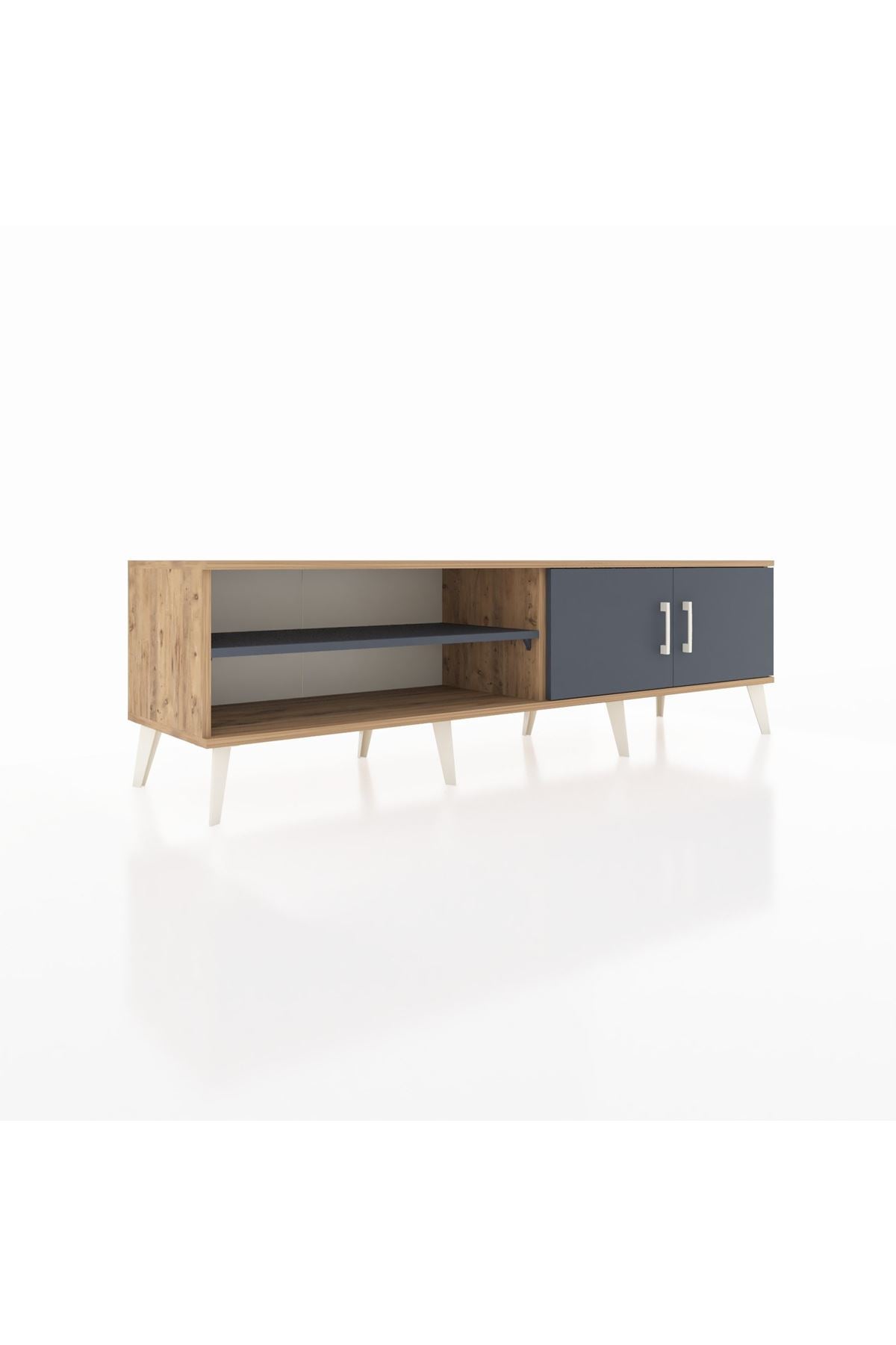 Hyperion TV Ünitesi 2 Raflı 2 Kapaklı 176x44x51 Çam-Antrasit/Antrasit