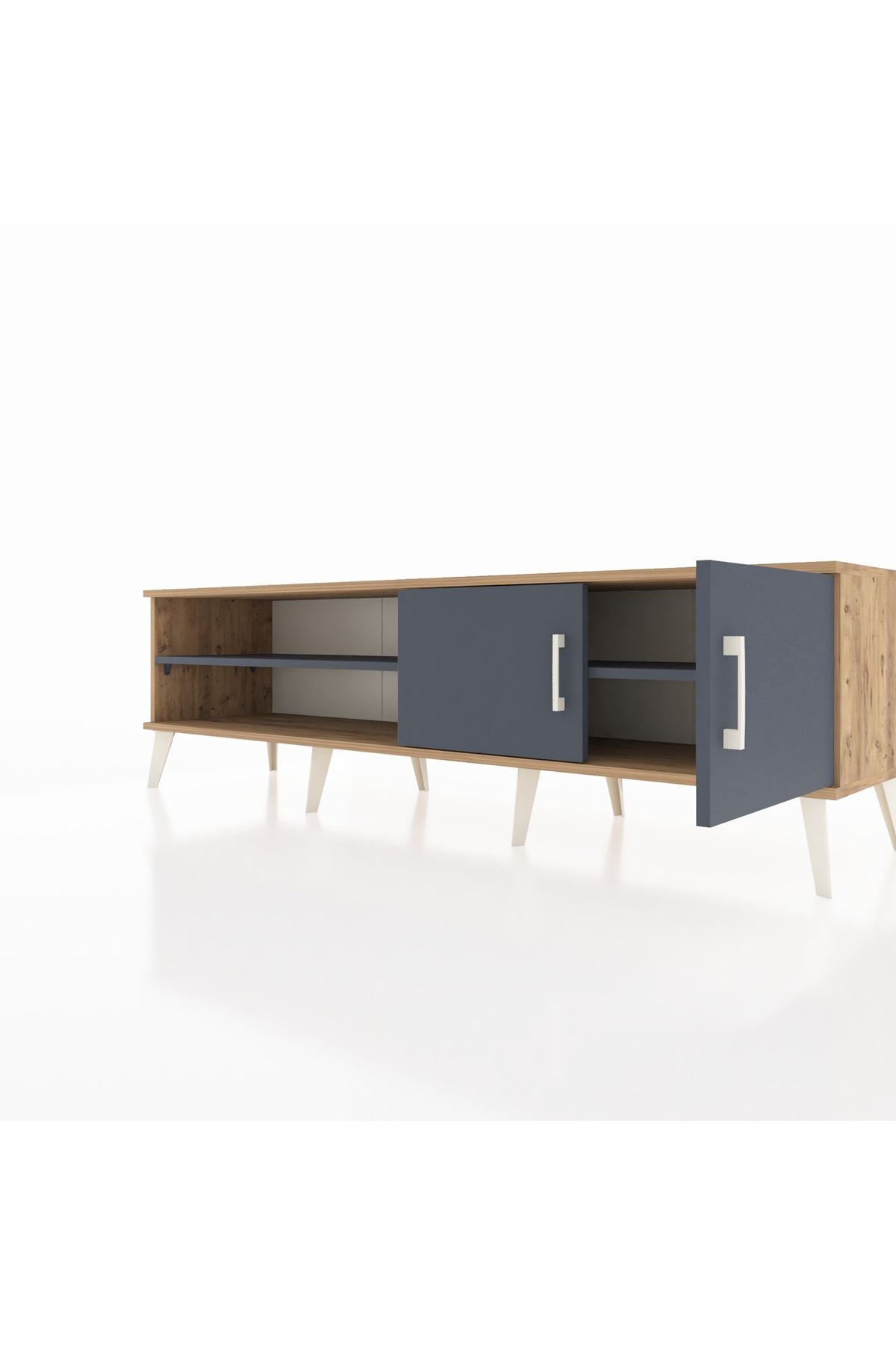 Hyperion TV Ünitesi 2 Raflı 2 Kapaklı 176x44x51 Çam-Antrasit/Antrasit