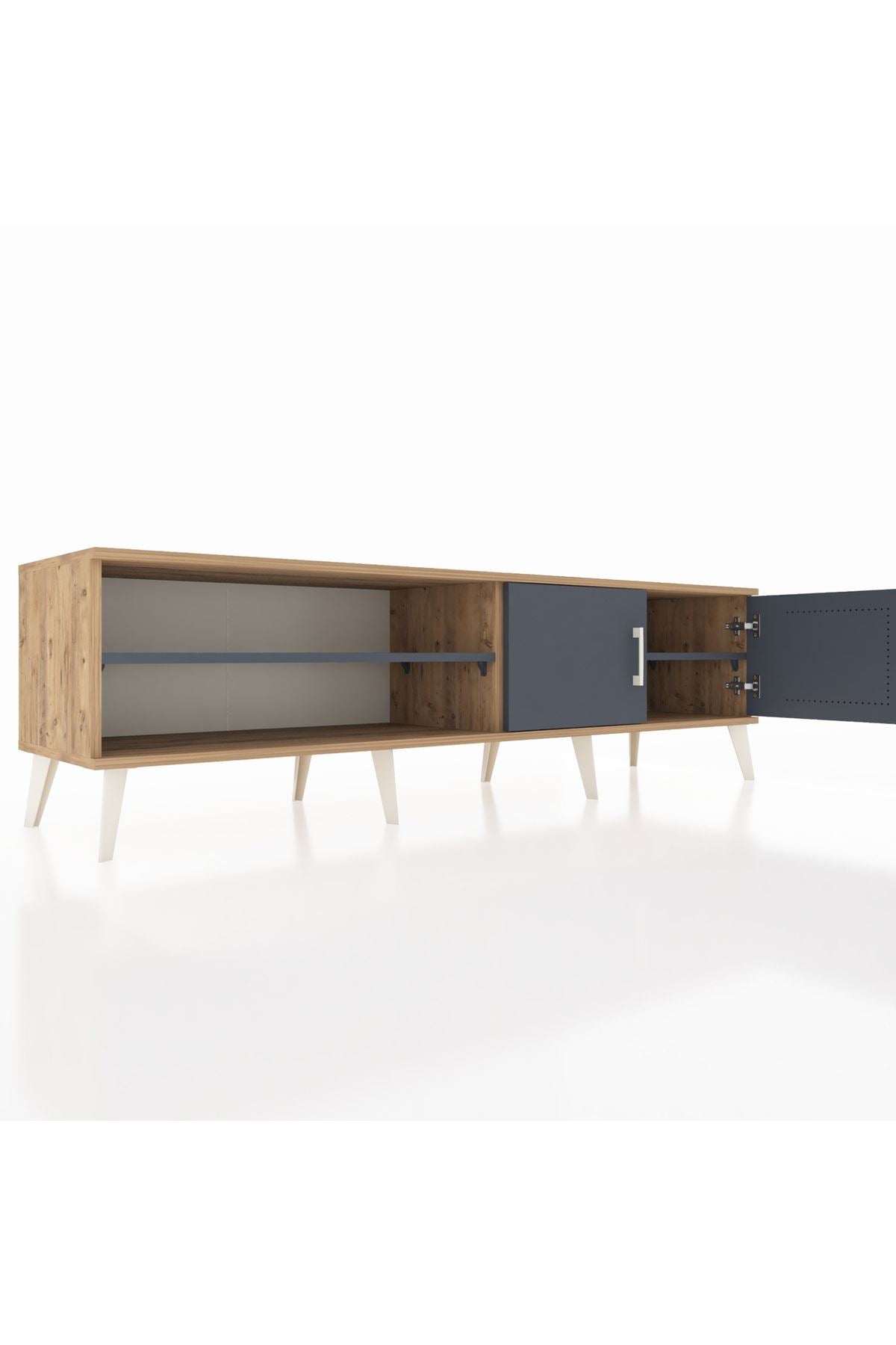 Hyperion TV Ünitesi 2 Raflı 2 Kapaklı 176x44x51 Çam-Antrasit/Antrasit