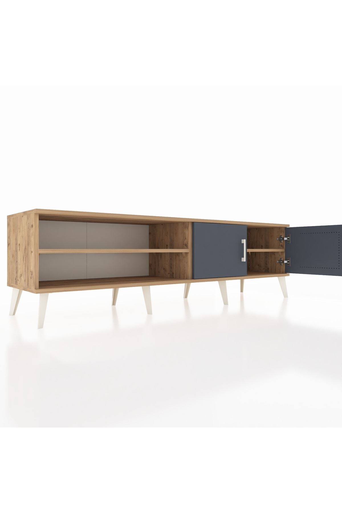 Hyperion TV Ünitesi 2 Raflı 2 Kapaklı 176x44x51 Çam-Antrasit/Çam