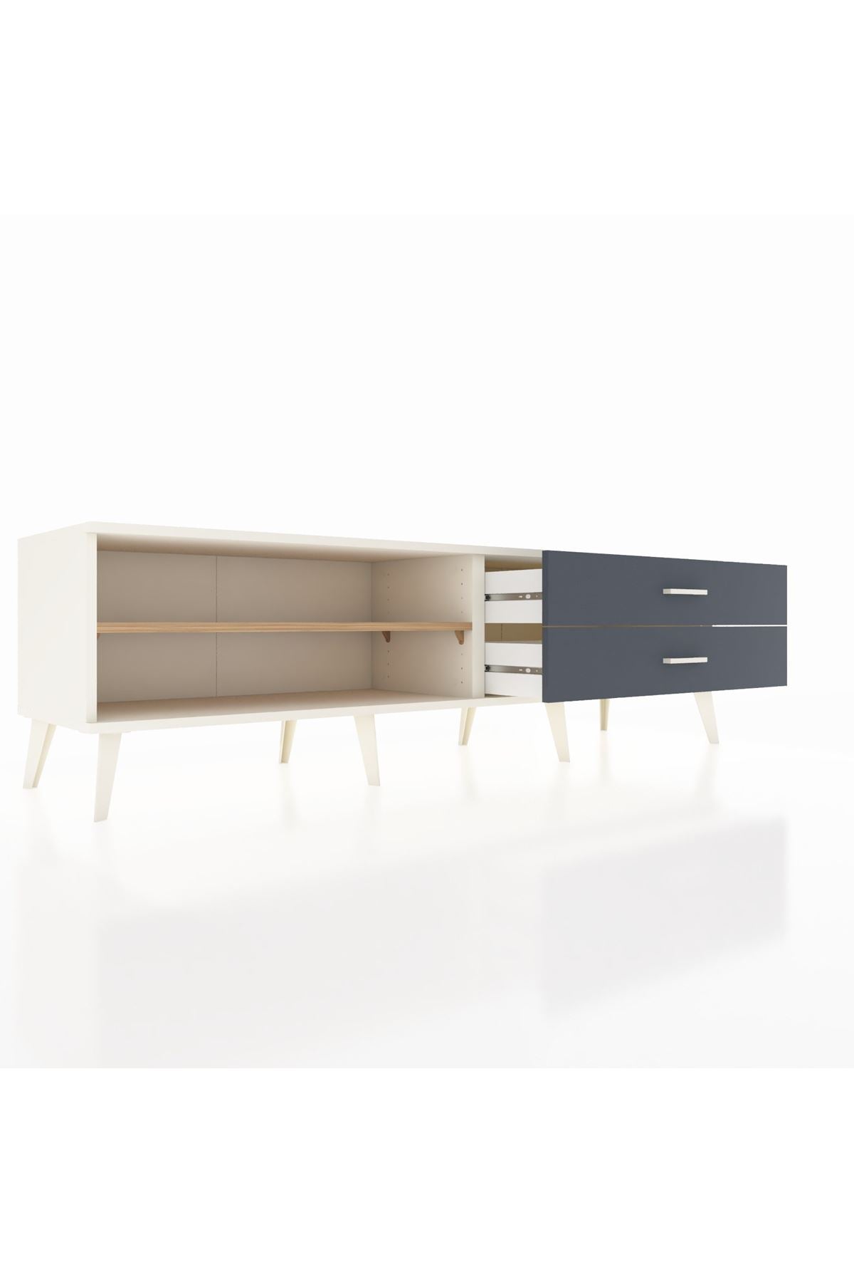 Hyperion TV Ünitesi Tek Raflı 2 Çekmeceli  176x44x51 Aytaşı-Çam/Antrasit