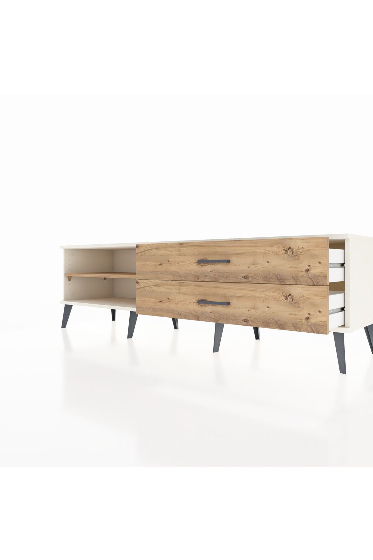 Hyperion TV Ünitesi Tek Raflı 2 Çekmeceli  176x44x51 Aytaşı-Çam/Çam