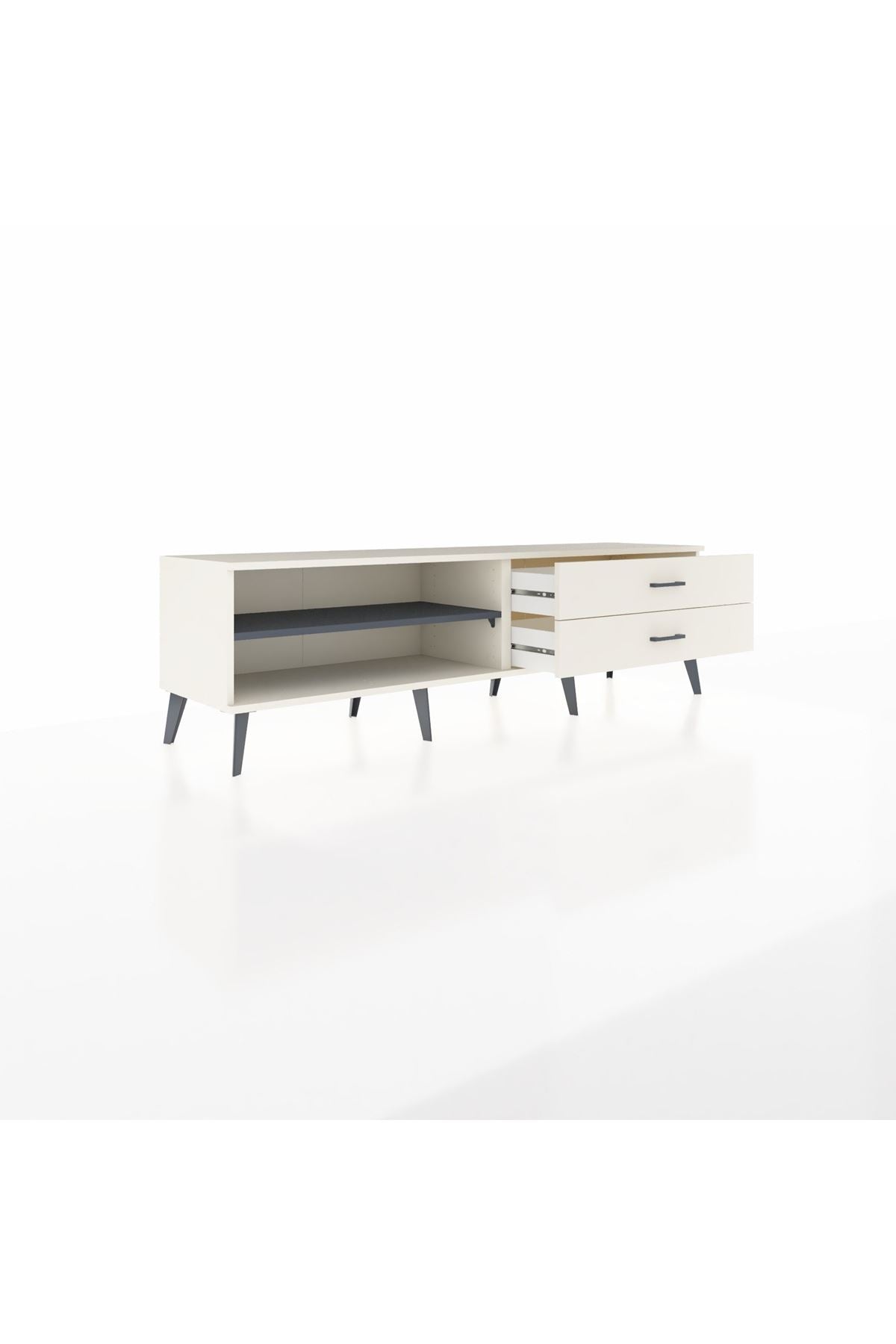 Hyperion TV Ünitesi Tek Raflı 2 Çekmeceli  176x44x51 Aytaşı-Antrasit/Aytaşı