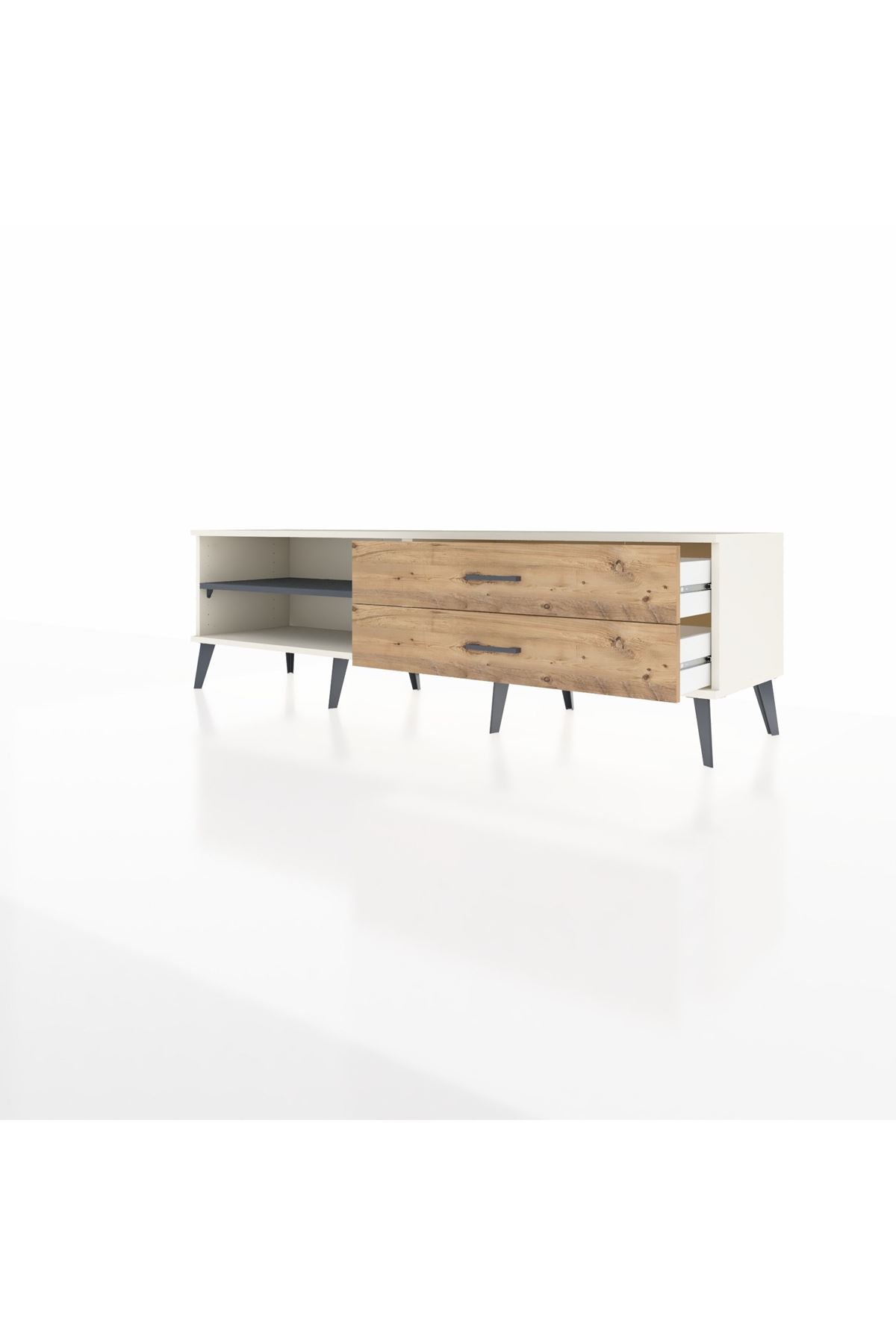 Hyperion TV Ünitesi Tek Raflı 2 Çekmeceli  176x44x51 Aytaşı-Antrasit/Çam