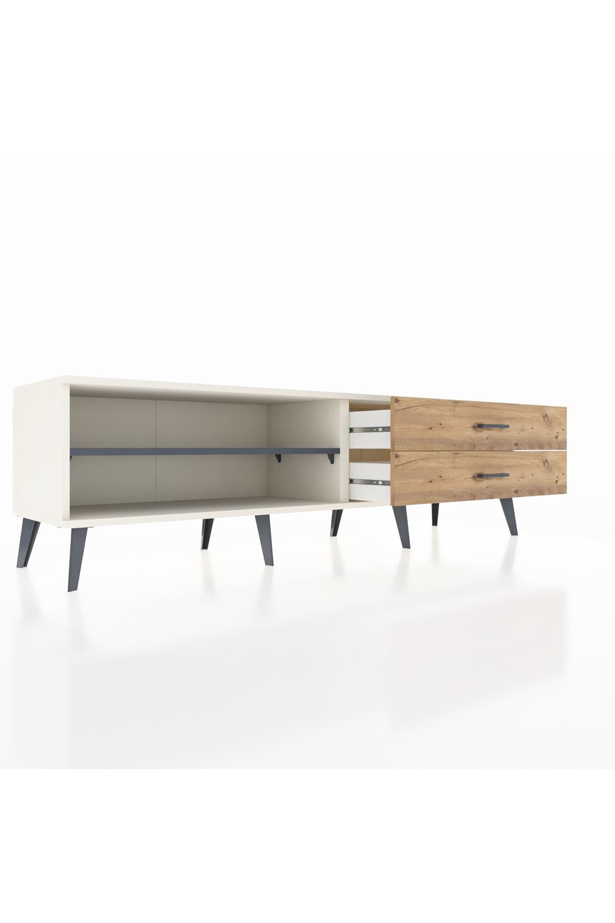 Hyperion TV Ünitesi Tek Raflı 2 Çekmeceli  176x44x51 Aytaşı-Antrasit/Çam