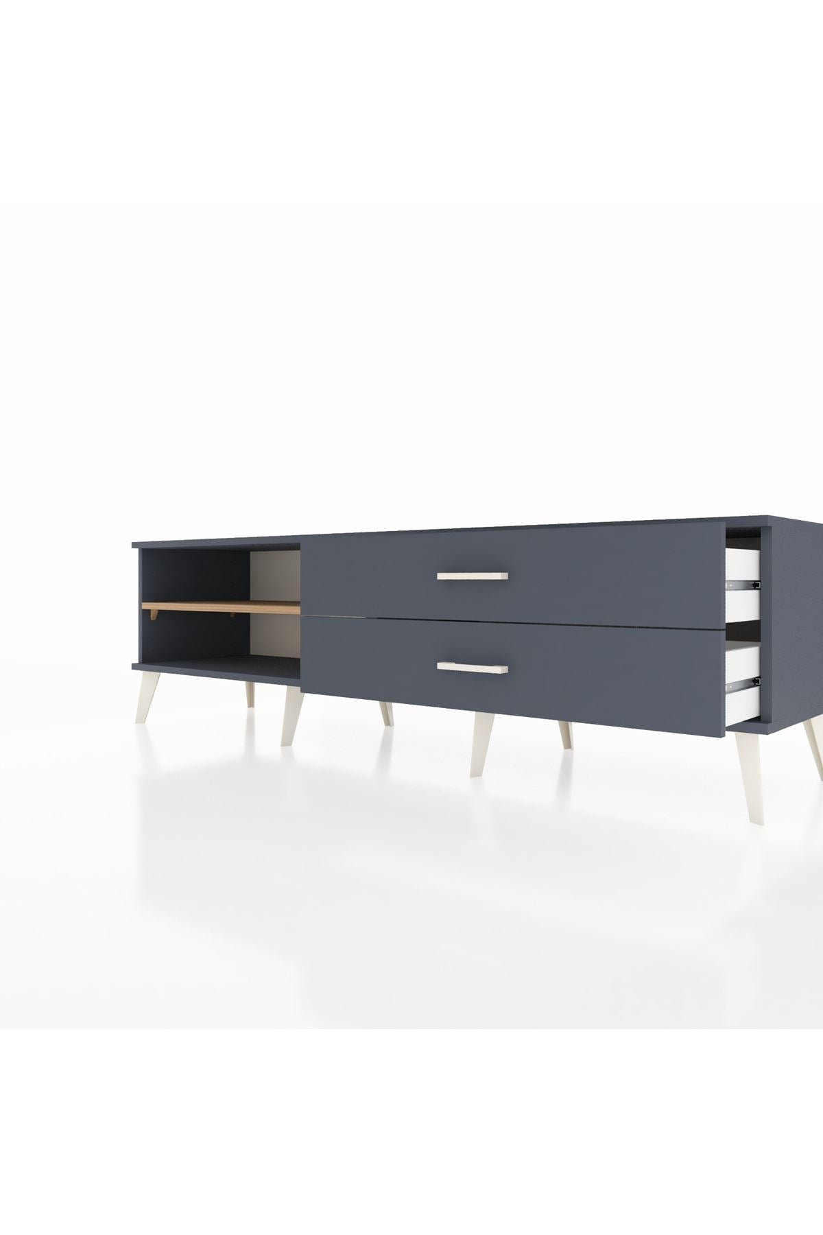 Hyperion TV Ünitesi Tek Raflı 2 Çekmeceli  176x44x51 Antrasit-Çam/Antrasit