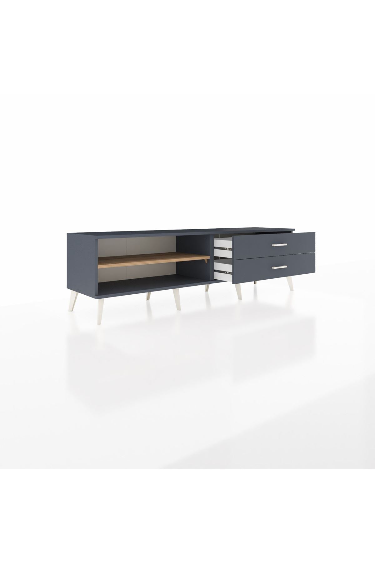 Hyperion TV Ünitesi Tek Raflı 2 Çekmeceli  176x44x51 Antrasit-Çam/Antrasit