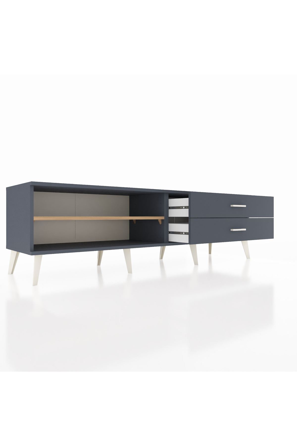 Hyperion TV Ünitesi Tek Raflı 2 Çekmeceli  176x44x51 Antrasit-Çam/Antrasit