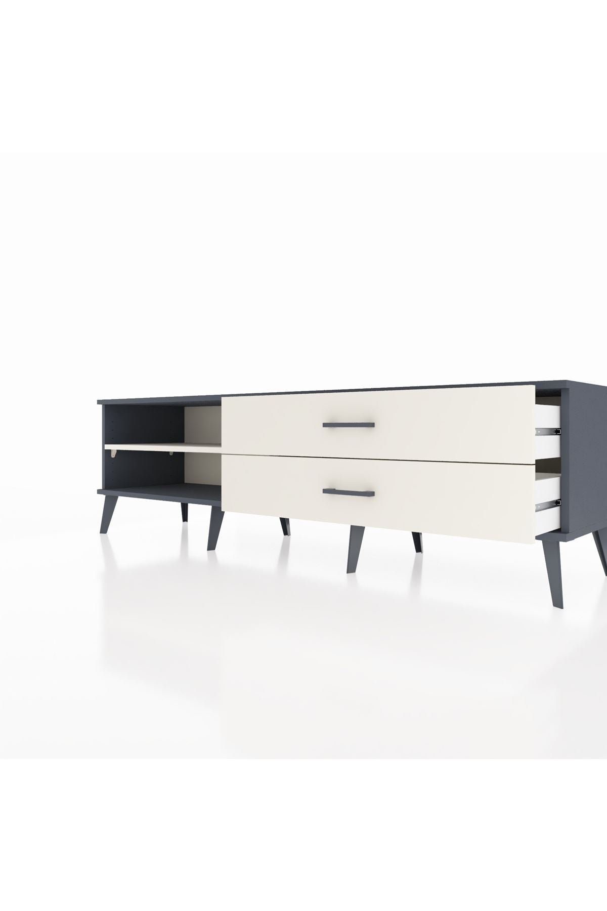 Hyperion TV Ünitesi Tek Raflı 2 Çekmeceli  176x44x51 Antrasit-Aytaşı/Aytaşı