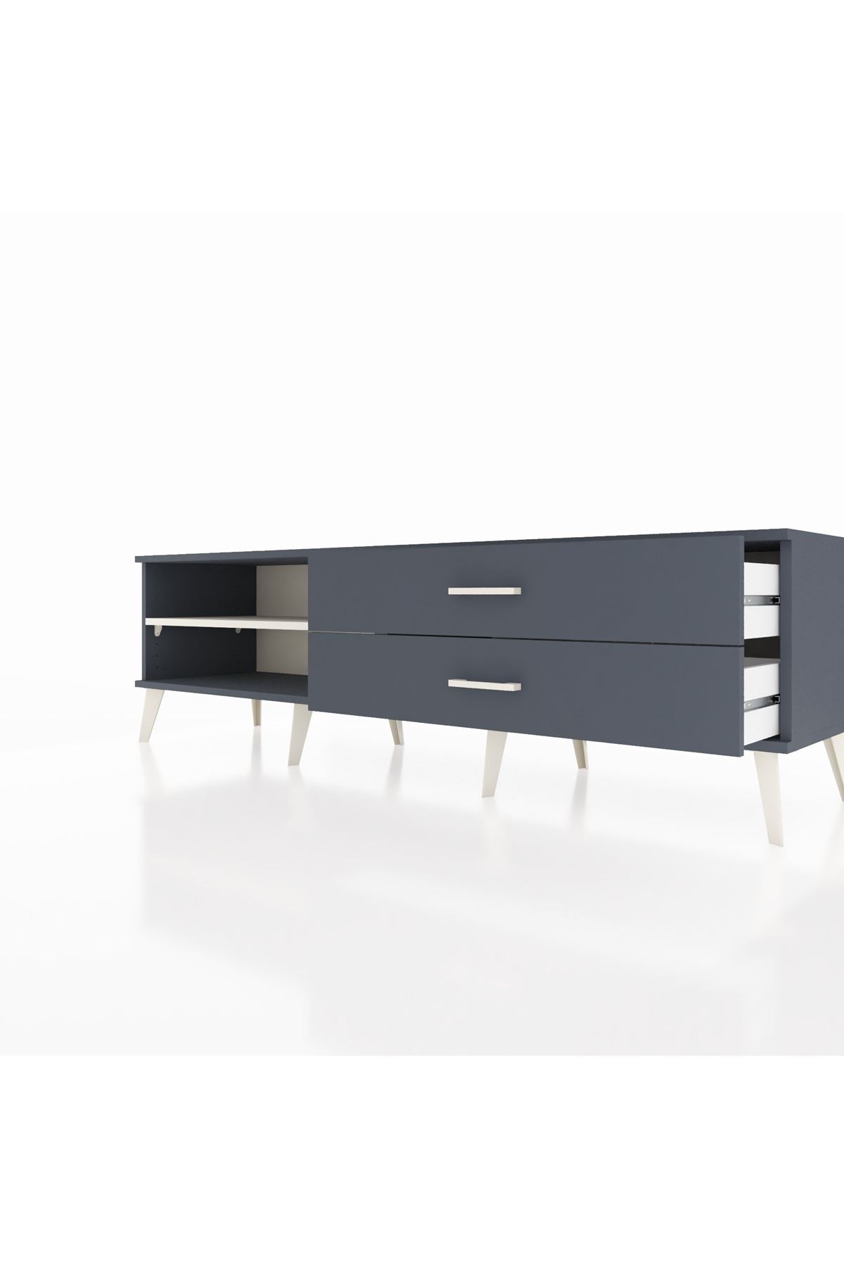 Hyperion TV Ünitesi Tek Raflı 2 Çekmeceli  176x44x51 Antrasit-Aytaşı/Antrasit