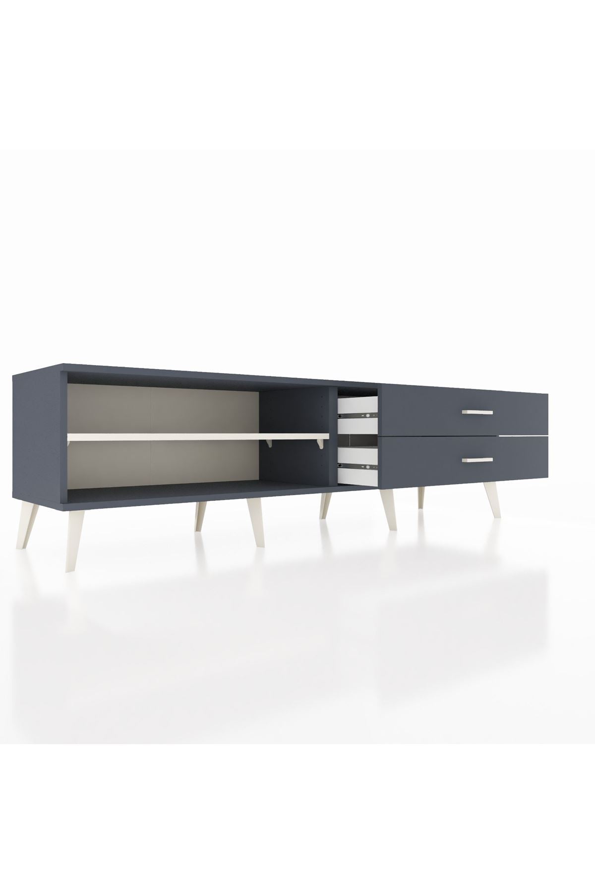 Hyperion TV Ünitesi Tek Raflı 2 Çekmeceli  176x44x51 Antrasit-Aytaşı/Antrasit