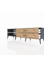 Hyperion TV Ünitesi Tek Raflı 2 Çekmeceli  176x44x51 Antrasit-Aytaşı/Çam