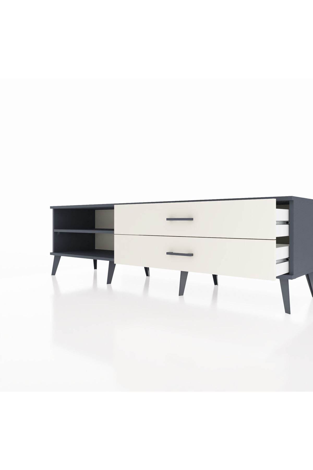 Hyperion TV Ünitesi Tek Raflı 2 Çekmeceli  176x44x51 Antrasit-Antrasit/Aytaşı