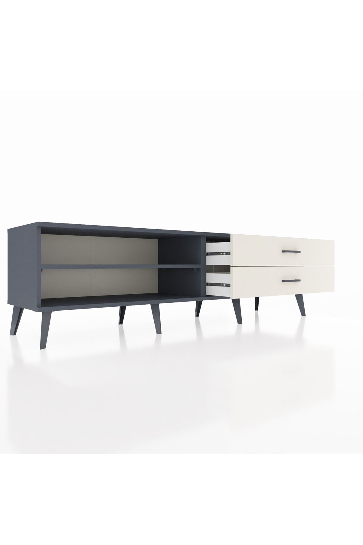 Hyperion TV Ünitesi Tek Raflı 2 Çekmeceli  176x44x51 Antrasit-Antrasit/Aytaşı