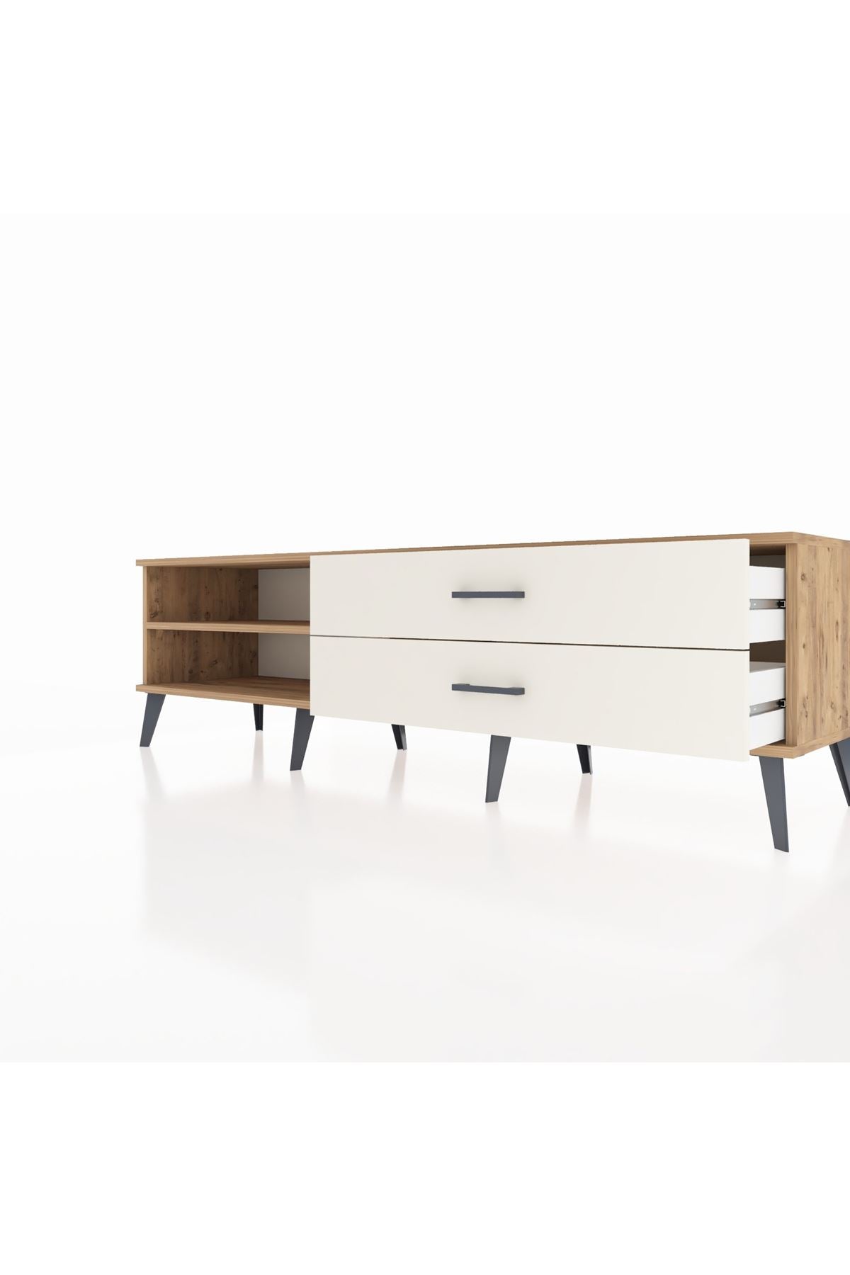 Hyperion TV Ünitesi Tek Raflı 2 Çekmeceli  176x44x51 Çam-Çam/Aytaşı