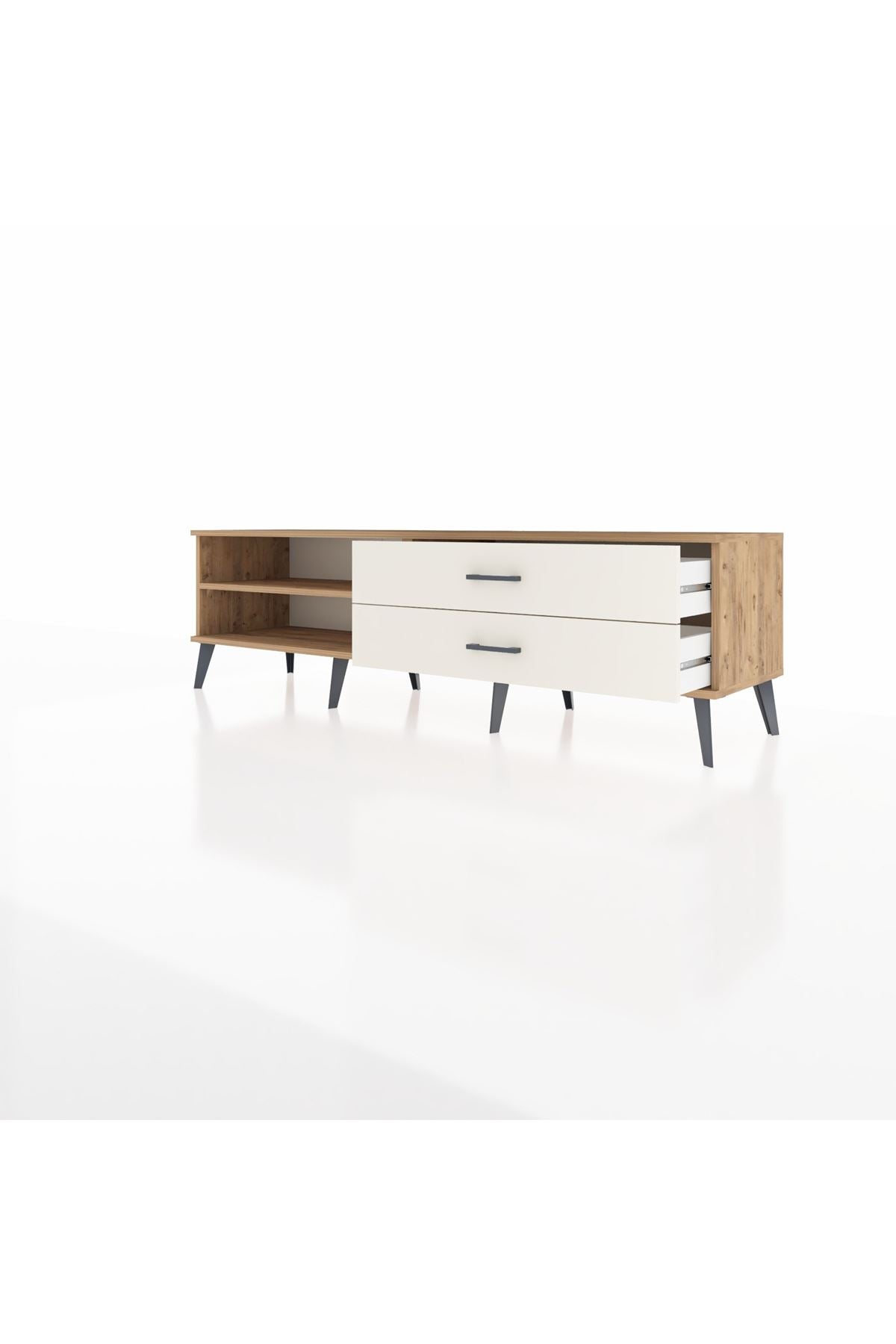 Hyperion TV Ünitesi Tek Raflı 2 Çekmeceli  176x44x51 Çam-Çam/Aytaşı