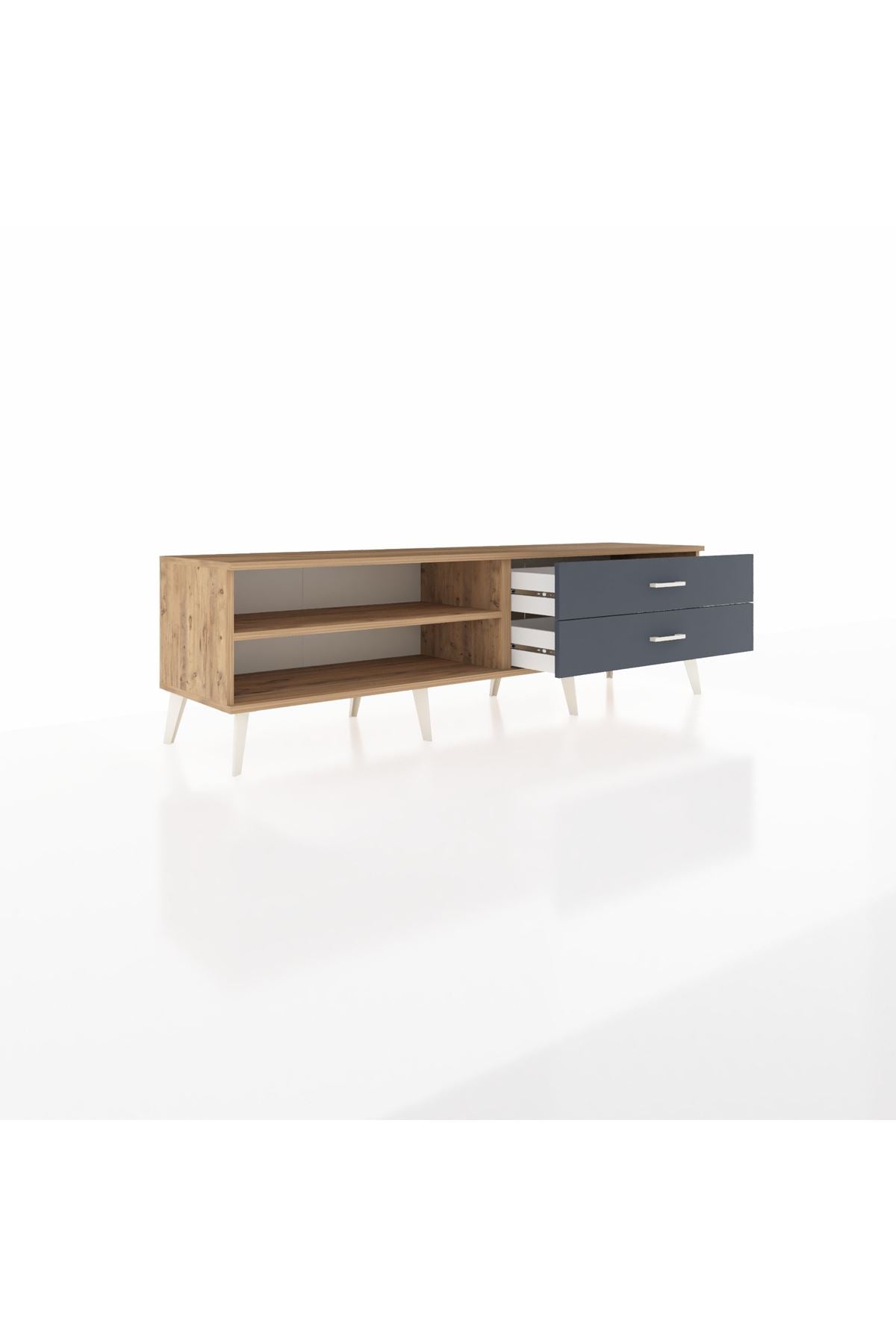 Hyperion TV Ünitesi Tek Raflı 2 Çekmeceli  176x44x51 Çam-Çam/Antrasit