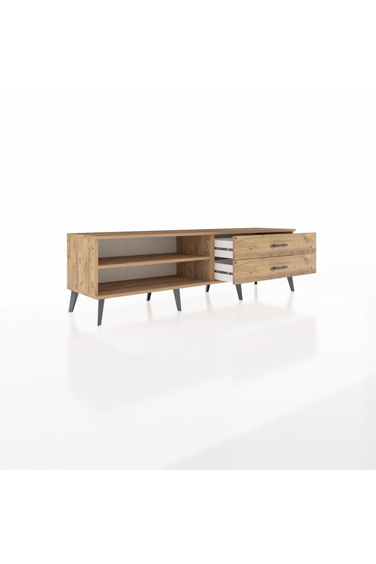 Hyperion TV Ünitesi Tek Raflı 2 Çekmeceli  176x44x51 Çam-Çam/Çam