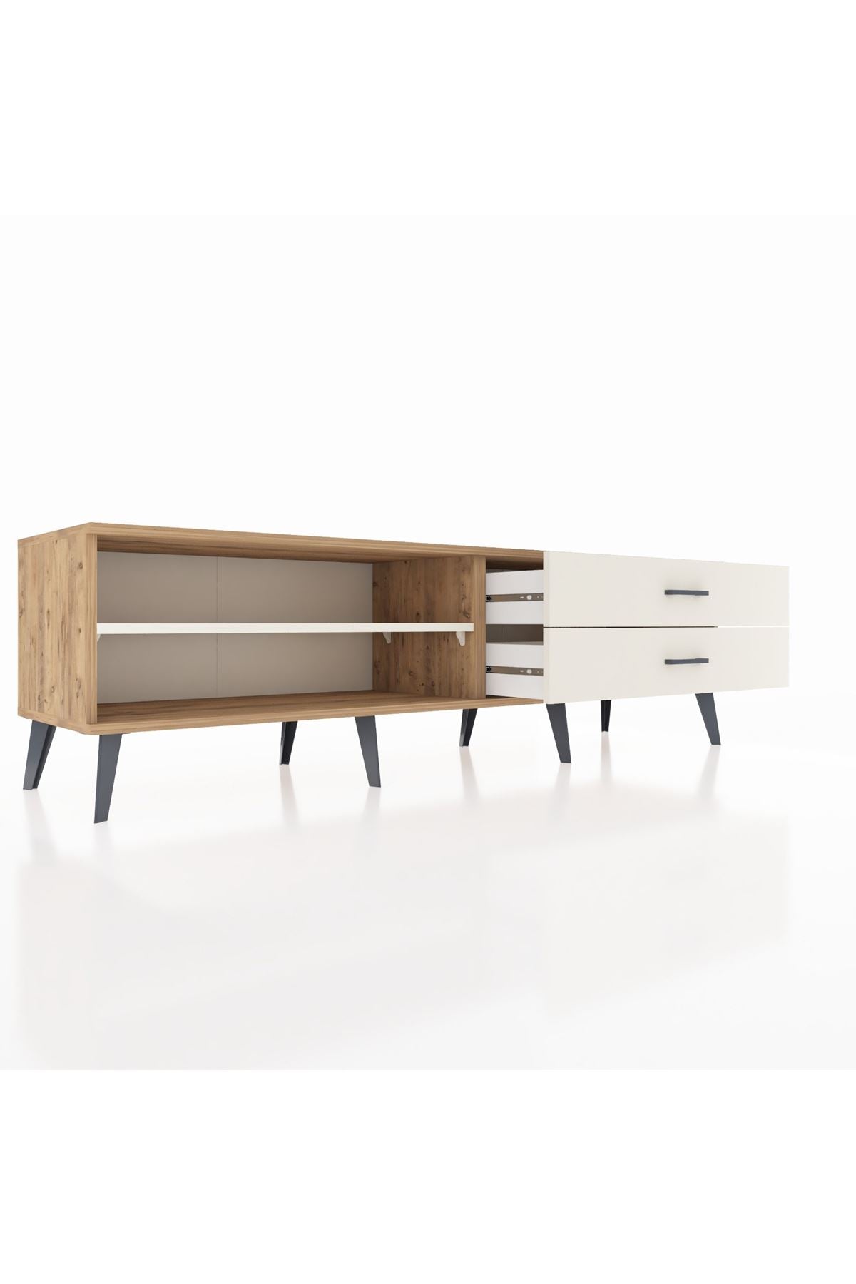 Hyperion TV Ünitesi Tek Raflı 2 Çekmeceli  176x44x51 Çam-Aytaşı/Aytaşı