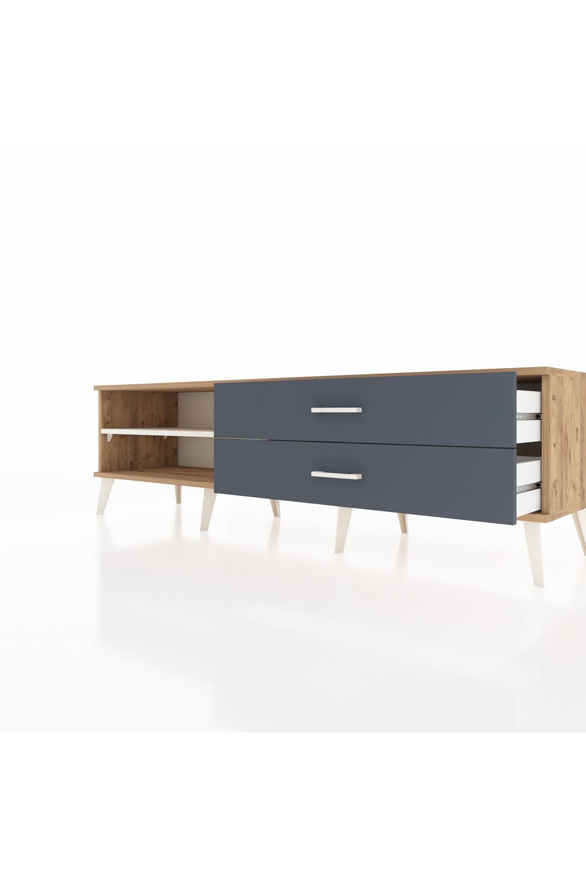 Hyperion TV Ünitesi Tek Raflı 2 Çekmeceli  176x44x51 Çam-Aytaşı/Antrasit