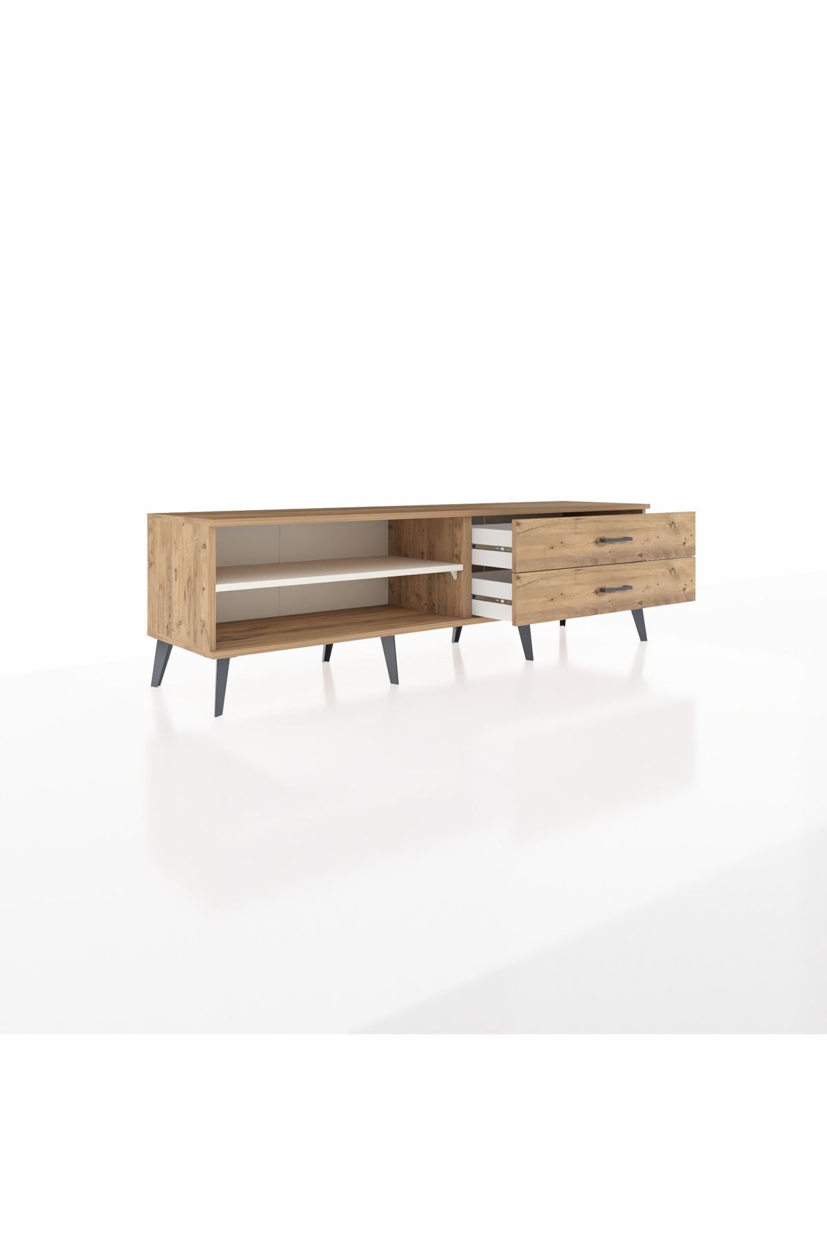 Hyperion TV Ünitesi Tek Raflı 2 Çekmeceli  176x44x51 Çam-Aytaşı/Çam