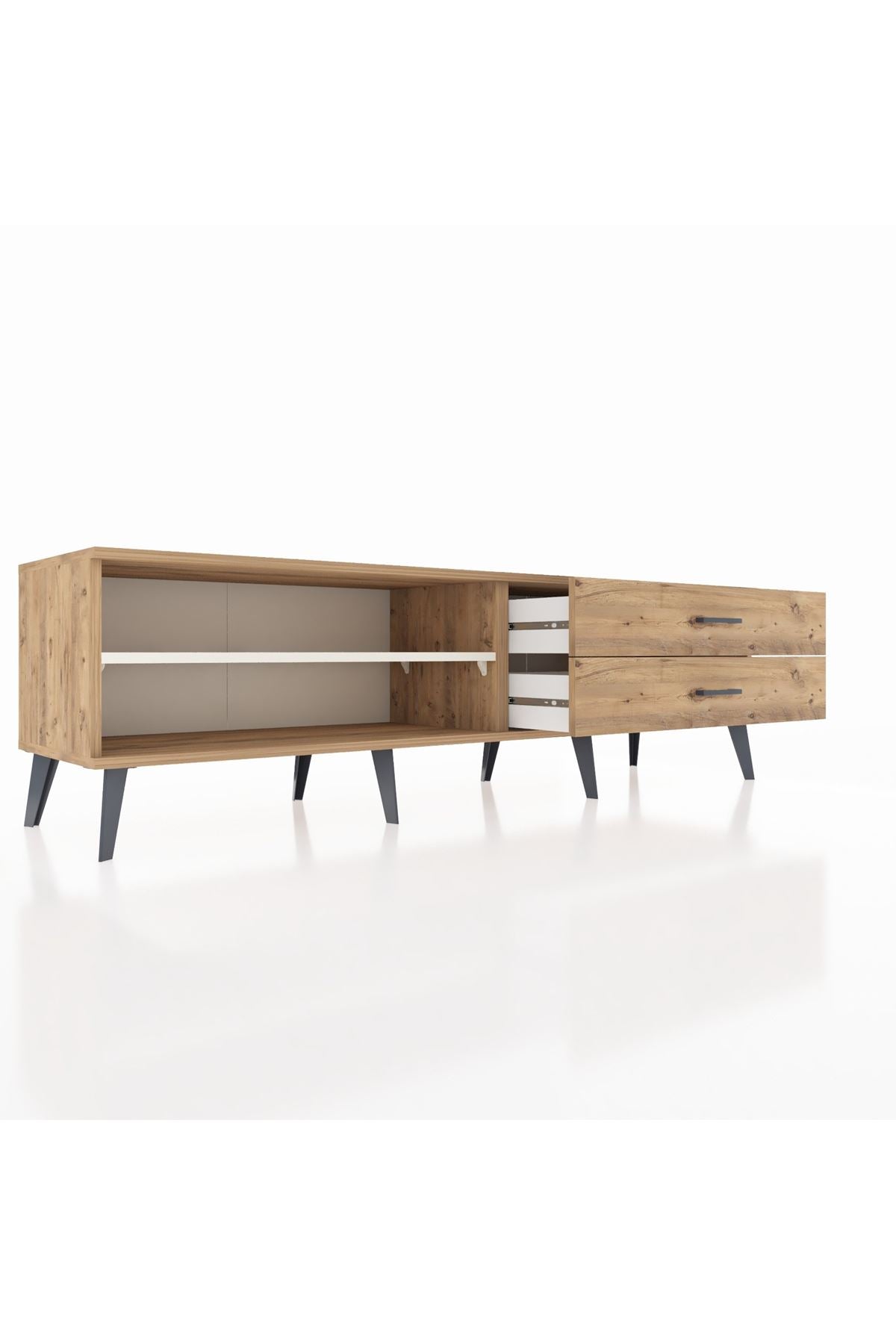 Hyperion TV Ünitesi Tek Raflı 2 Çekmeceli  176x44x51 Çam-Aytaşı/Çam