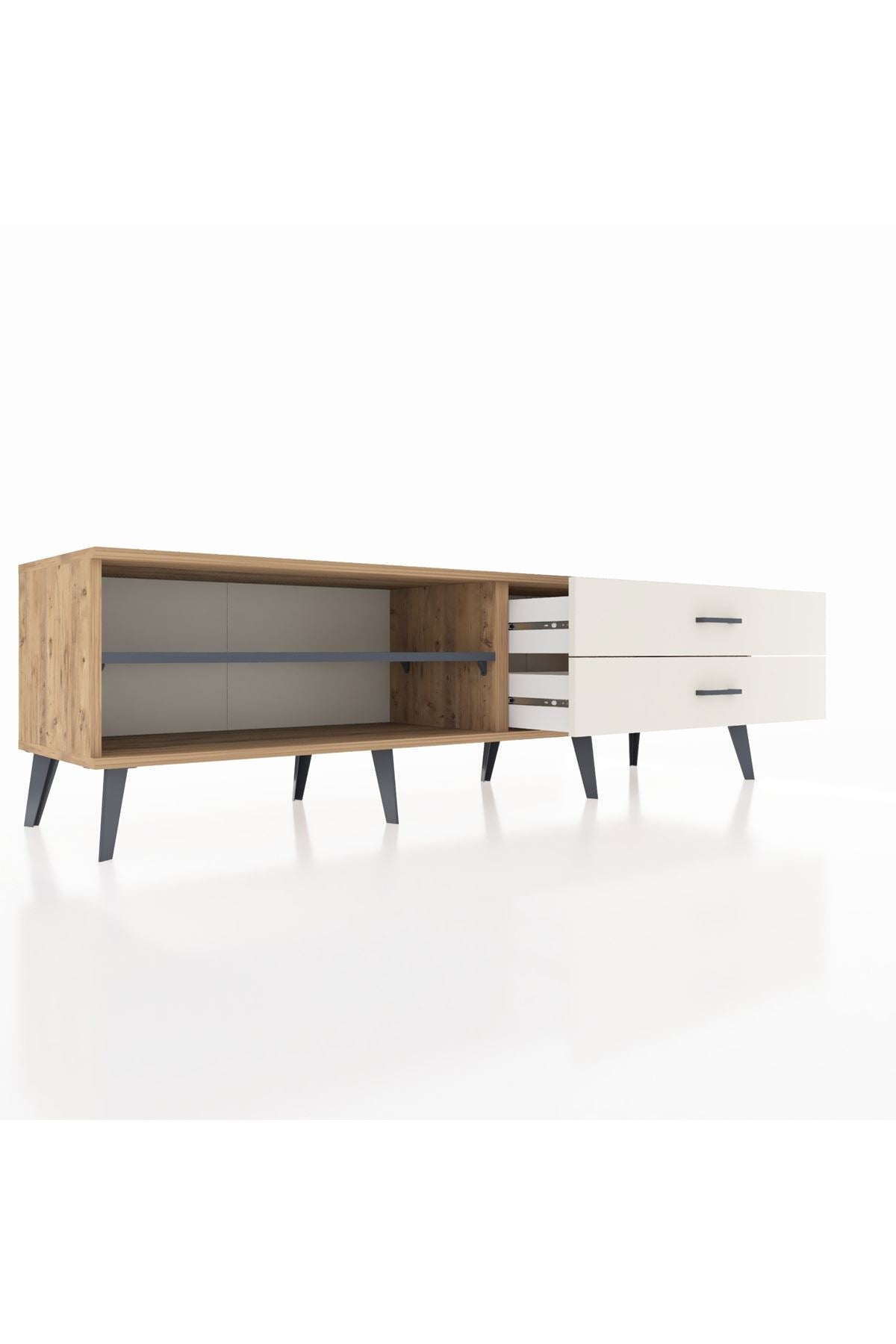 Hyperion TV Ünitesi Tek Raflı 2 Çekmeceli  176x44x51 Çam-Antrasit/Aytaşı