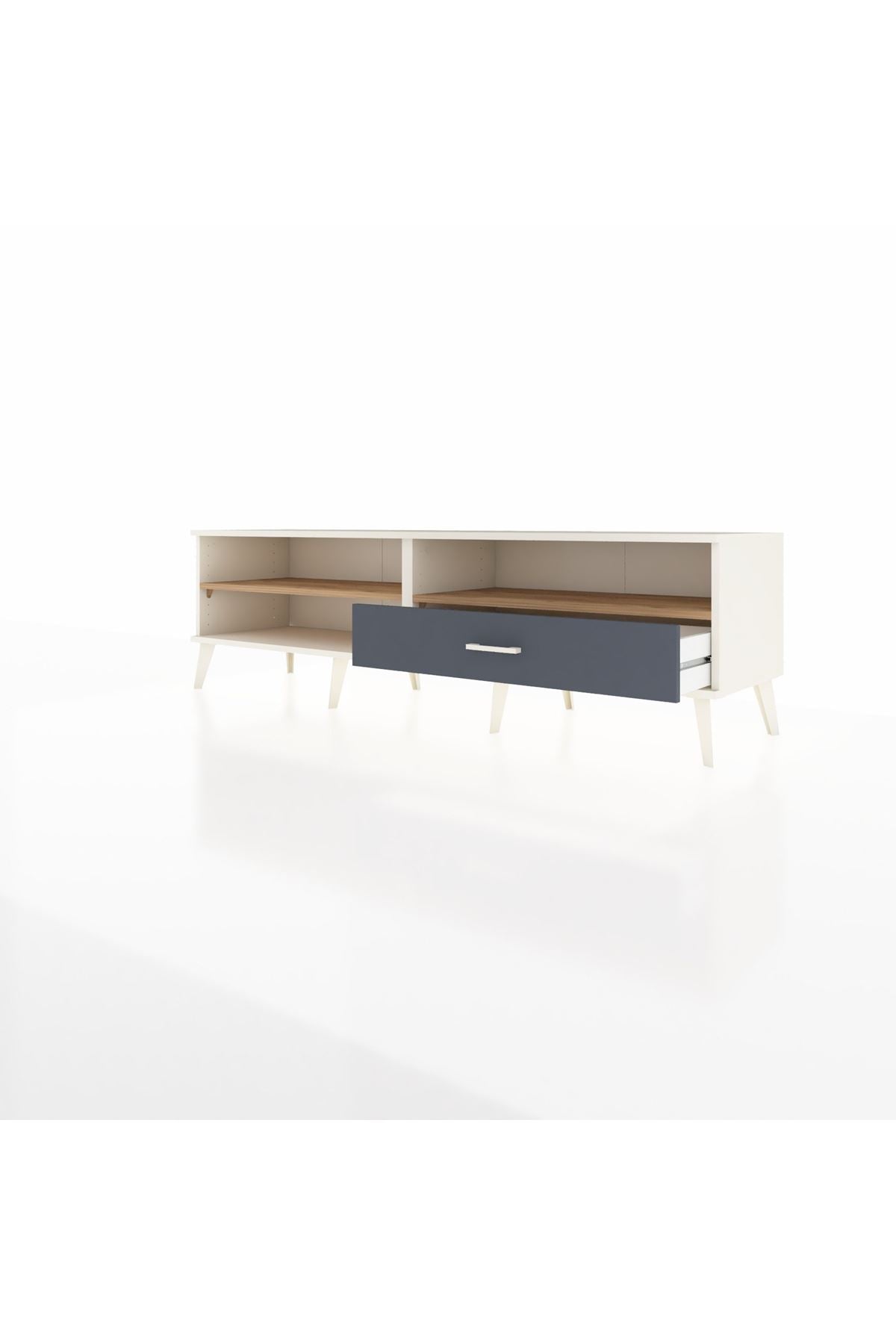 Hyperion TV Ünitesi 2 Raflı Tek Çekmeceli  176x44x51 Aytaşı-Çam/Antrasit