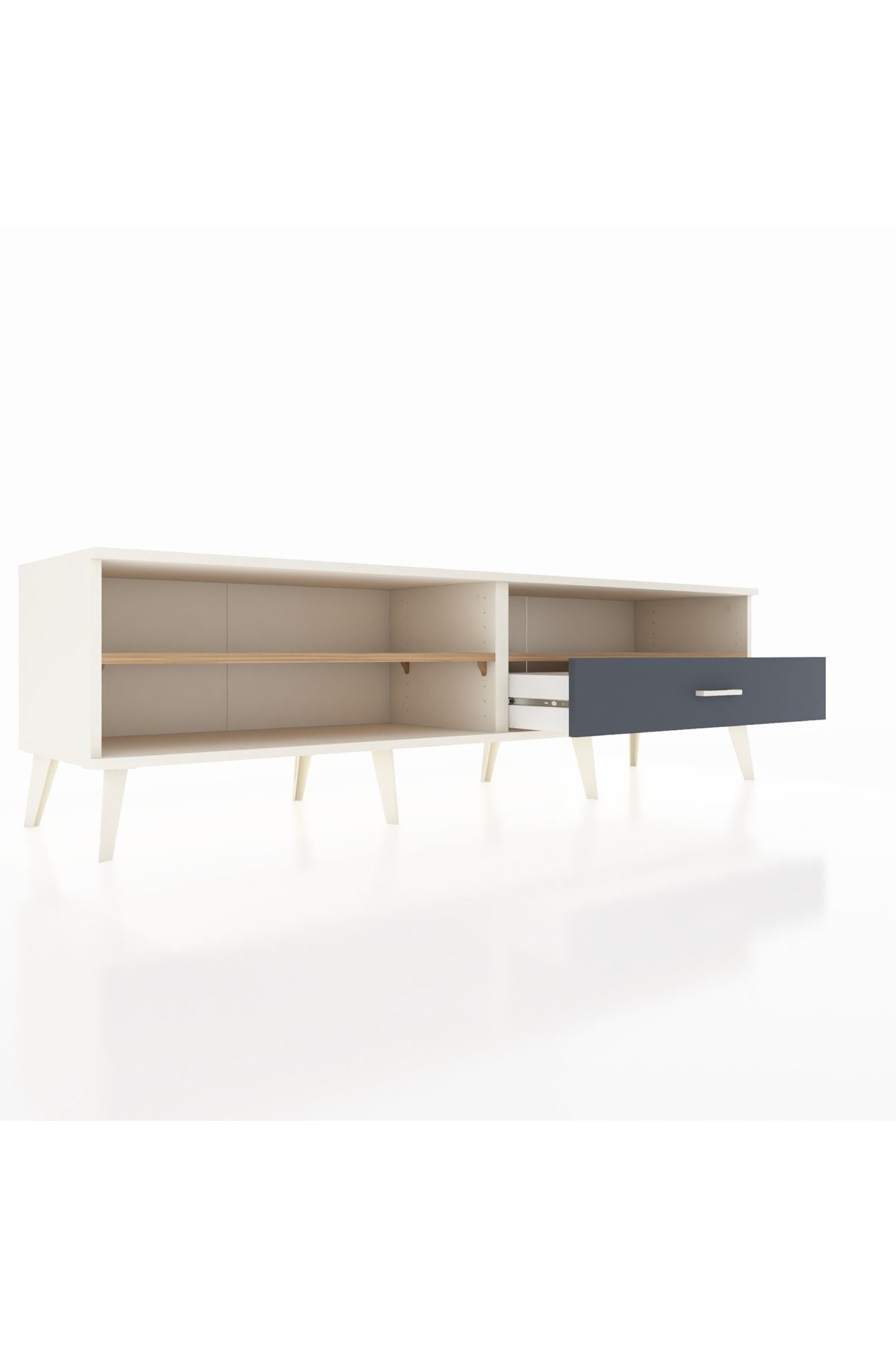 Hyperion TV Ünitesi 2 Raflı Tek Çekmeceli  176x44x51 Aytaşı-Çam/Antrasit