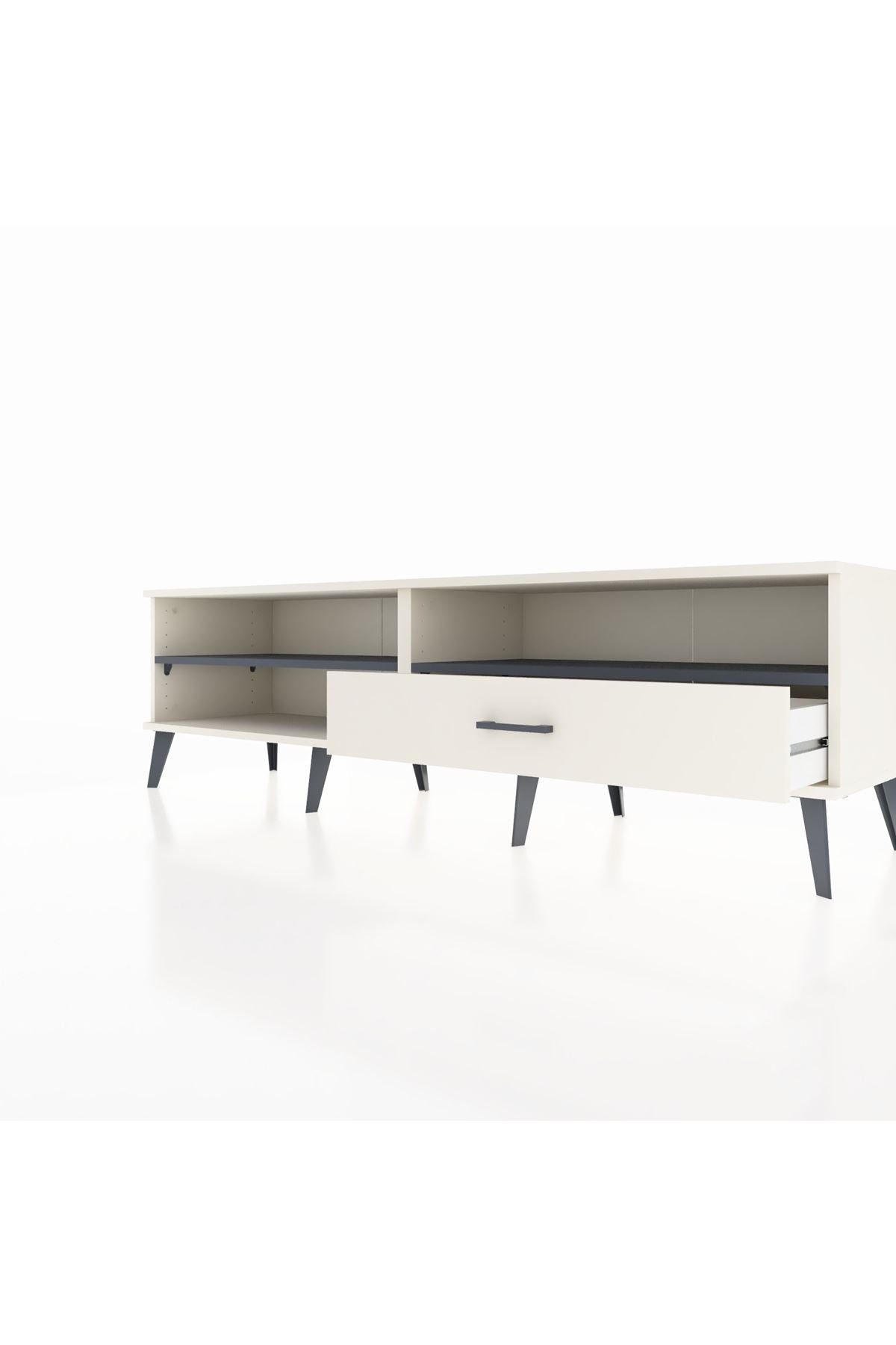 Hyperion TV Ünitesi 2 Raflı Tek Çekmeceli  176x44x51 Aytaşı-Antrasit/Aytaşı