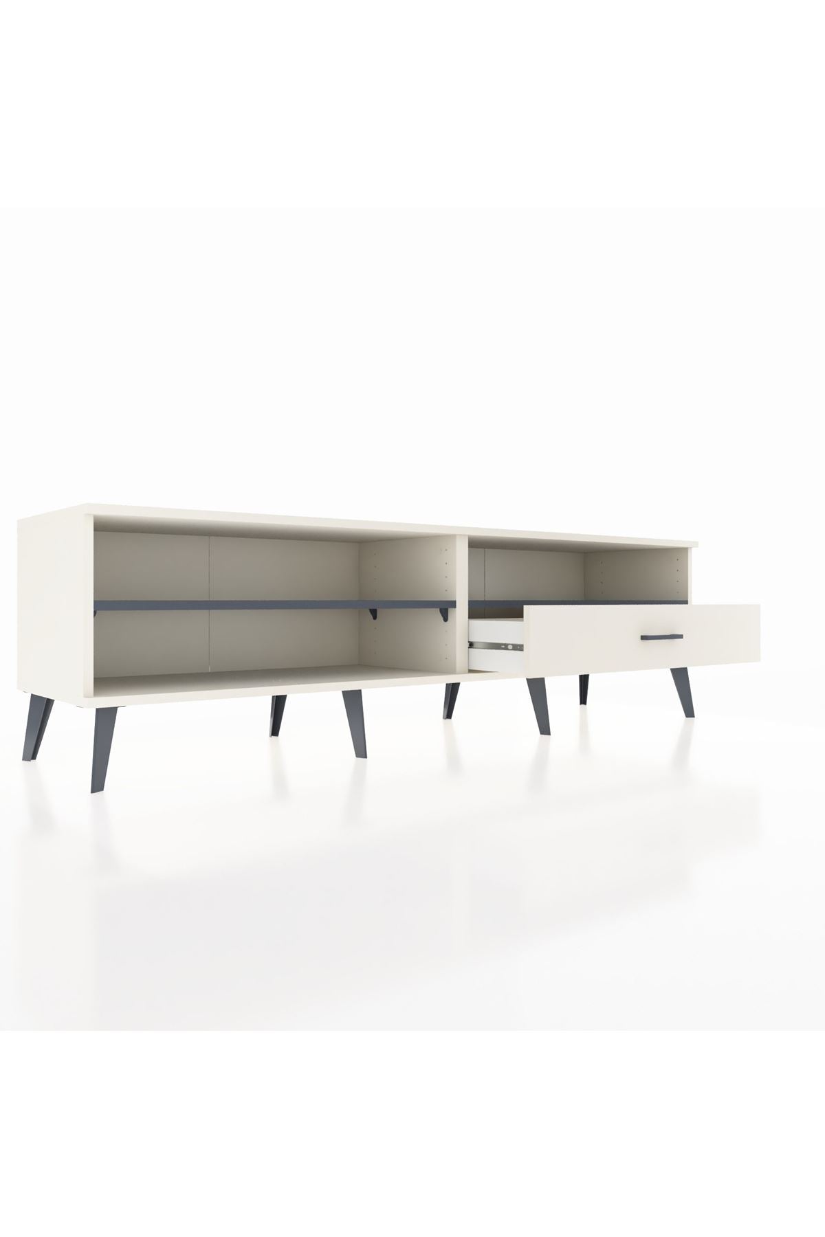 Hyperion TV Ünitesi 2 Raflı Tek Çekmeceli  176x44x51 Aytaşı-Antrasit/Aytaşı