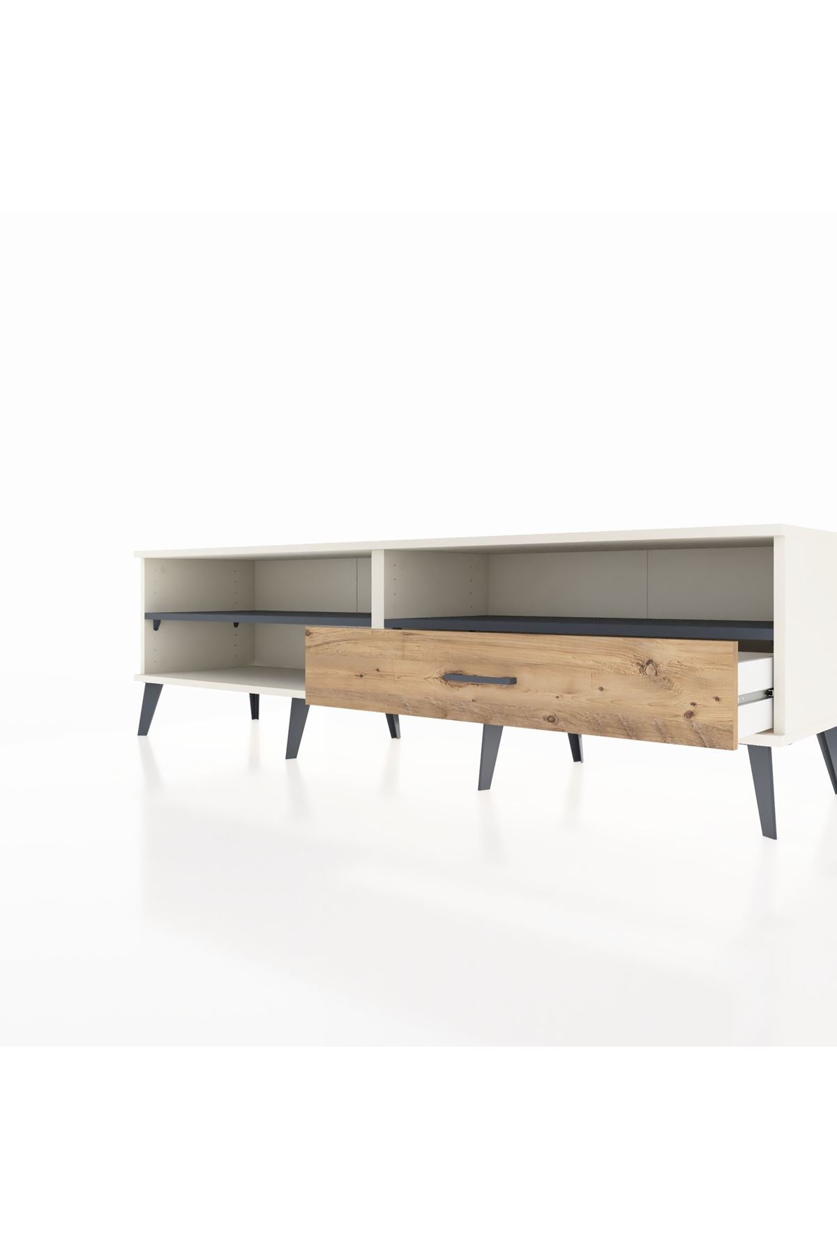 Hyperion TV Ünitesi 2 Raflı Tek Çekmeceli  176x44x51 Aytaşı-Antrasit/Çam